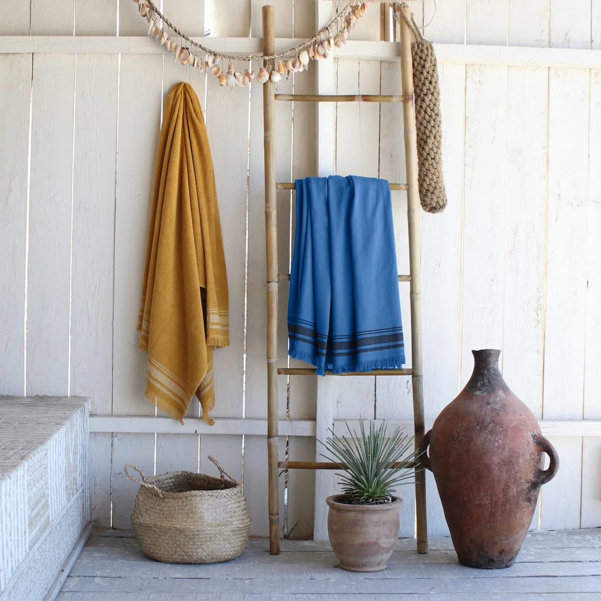 Fouta XXL - Eponge - Bleu Denim / Noir - Faro - Image 2