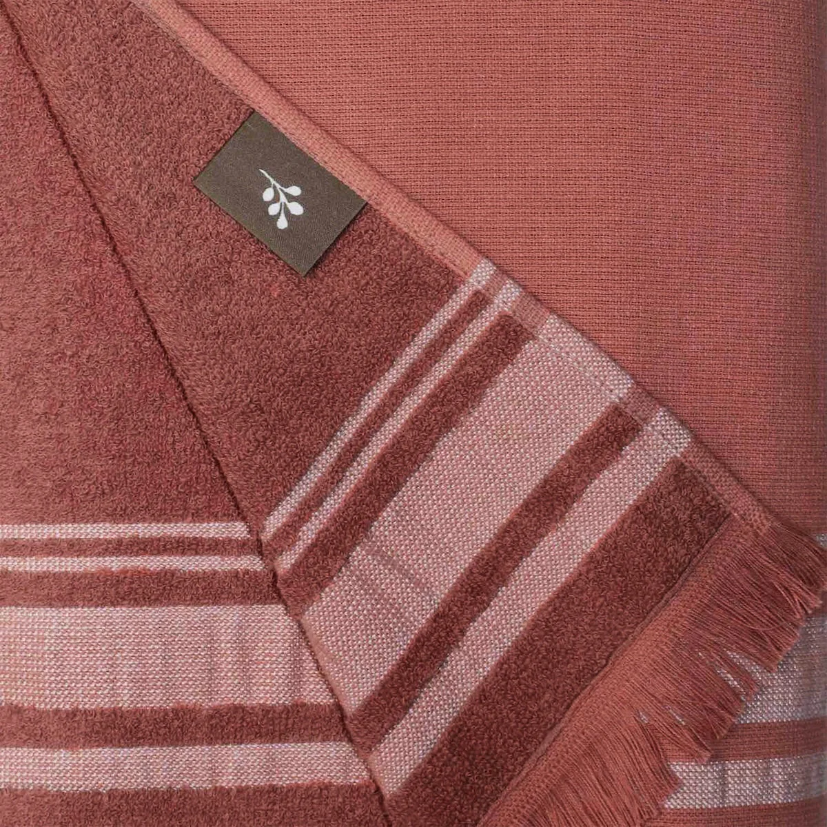 Fouta XXL - Eponge - Terracotta / Grège - Faro - Image 4