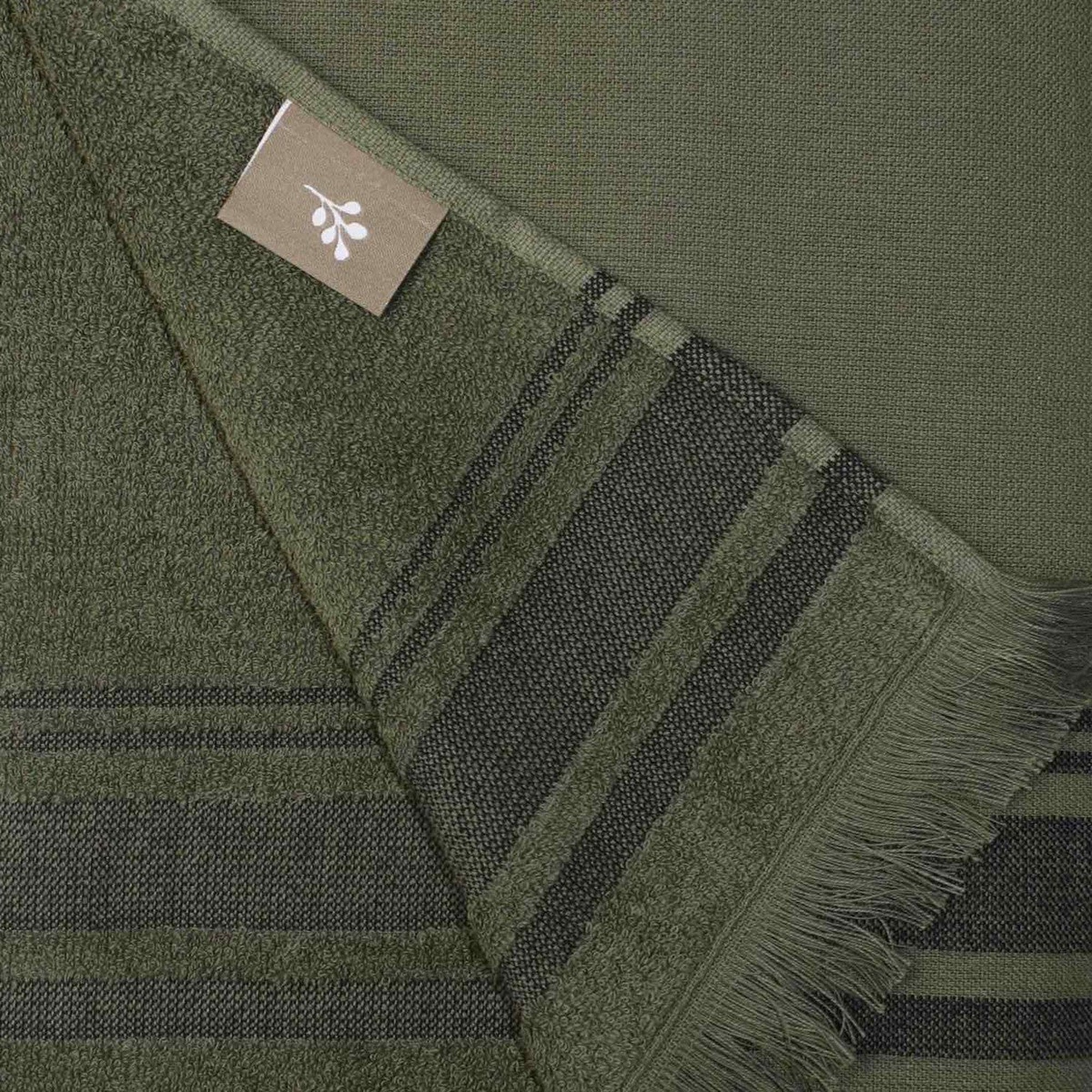 Fouta Éponge XXL - Coton - Vert Kaki / Noir - Faro - Image 3
