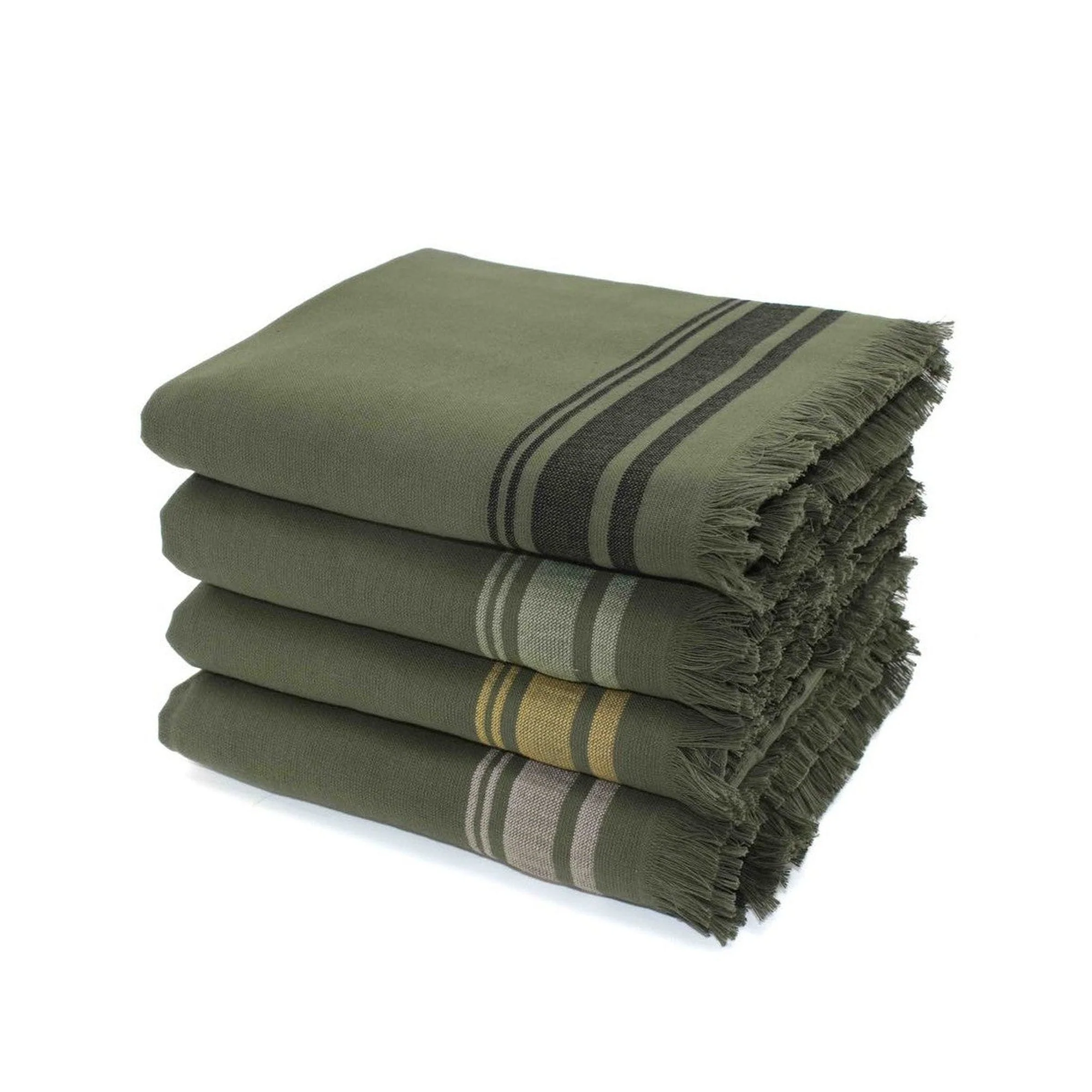 Fouta Éponge XXL - Coton - Vert Kaki / Noir - Faro - Image 5