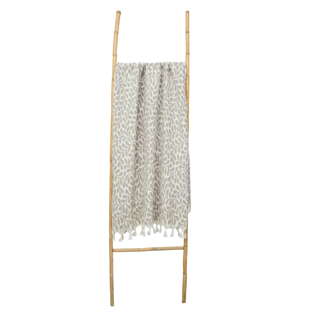 Fouta Jacquard - Coton - Taupe Clair - Feuille - Image 4