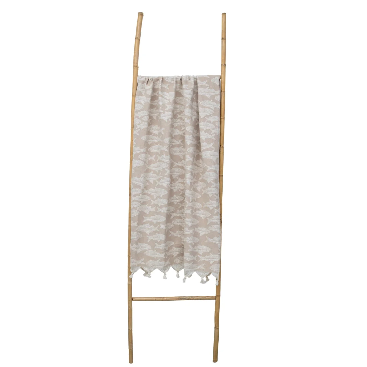 Fouta Jacquard - Coton - Beige - Poisson - Image 4