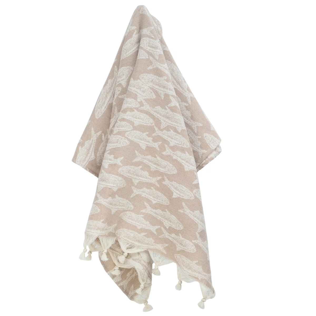 Fouta Jacquard - Coton - Beige - Poisson - Image 5