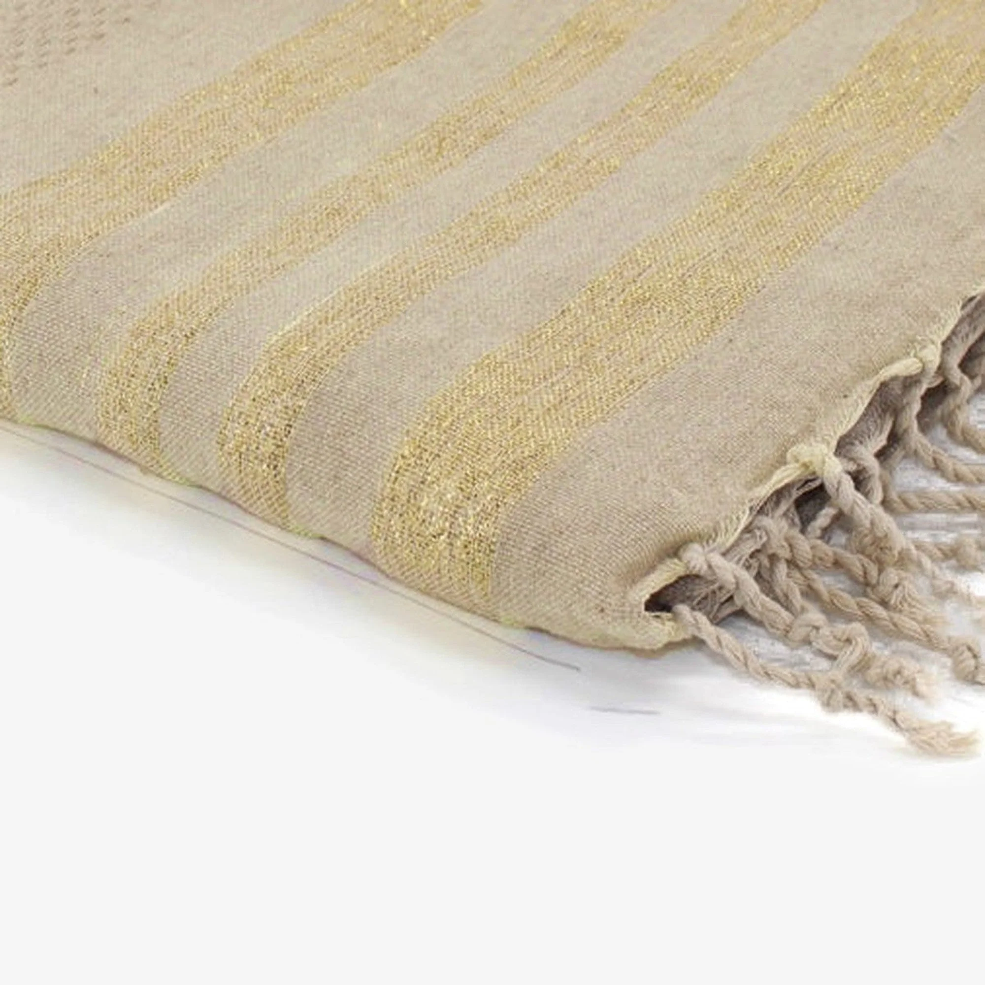 Fouta Nid D'Abeille - Coton - Beige / Or - Hamptons - Image 3