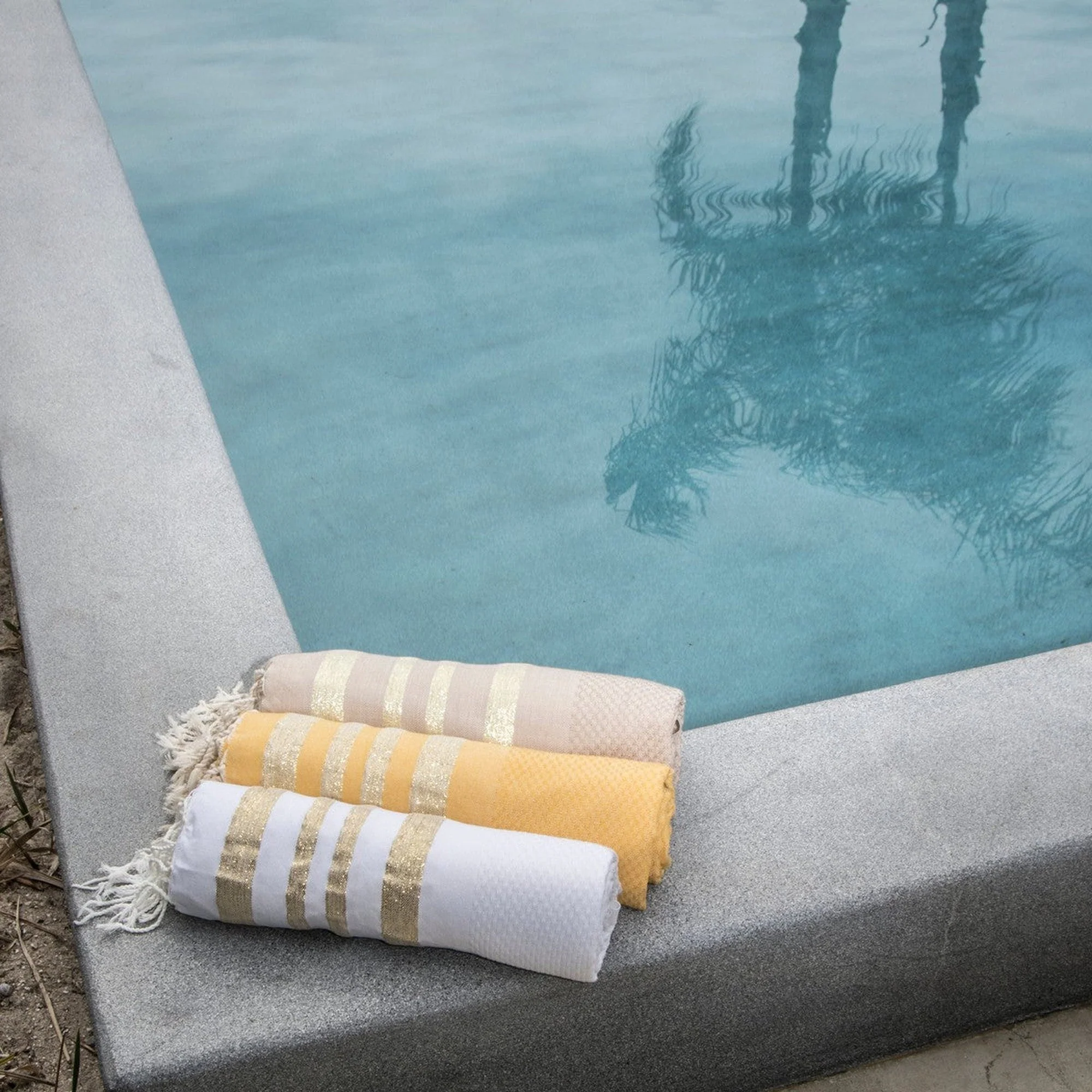 Fouta Nid D'Abeille - Coton - Beige / Or - Hamptons - Image 4