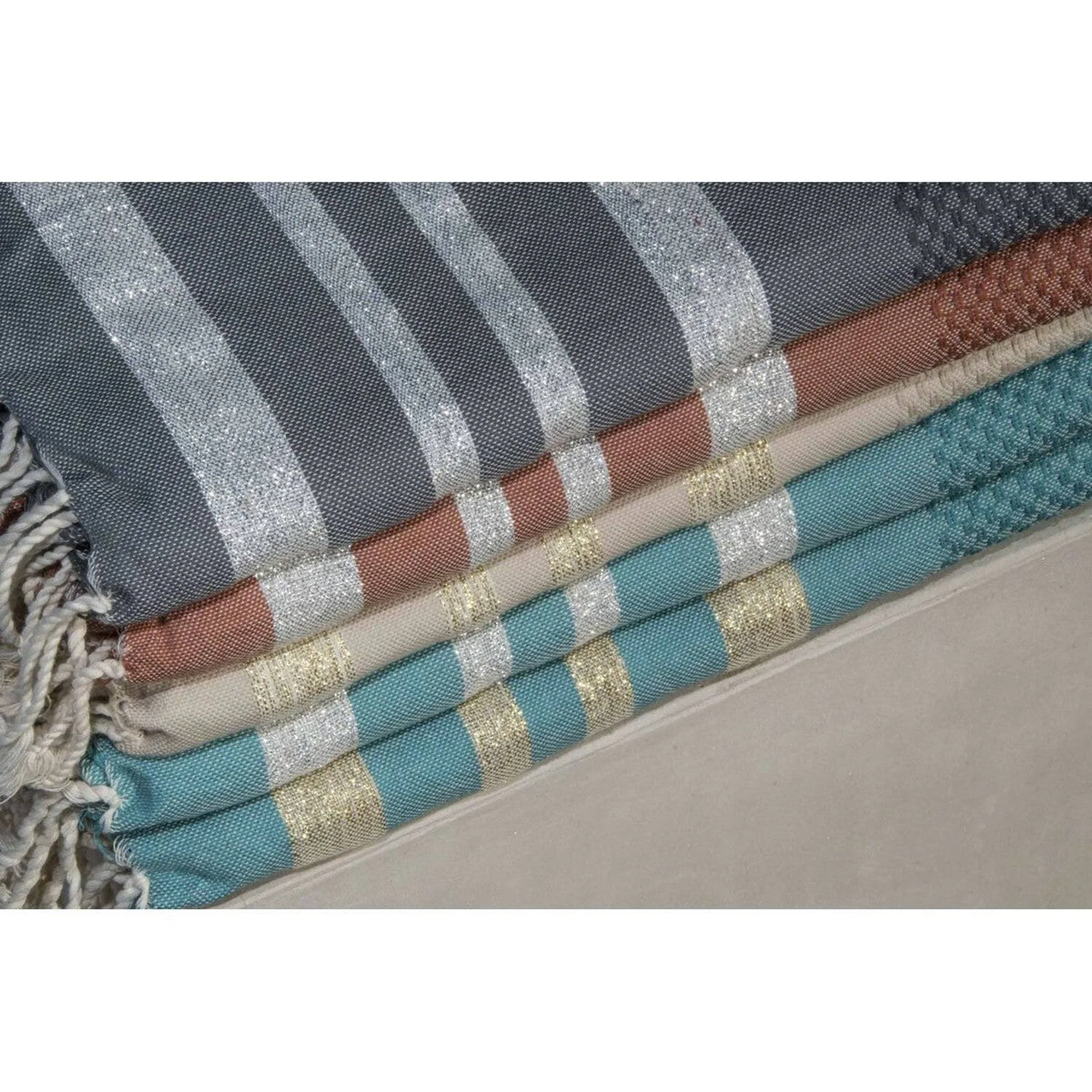 Fouta Nid D'Abeille - Coton - Gris Moyen / Argent - Hamptons - Image 3