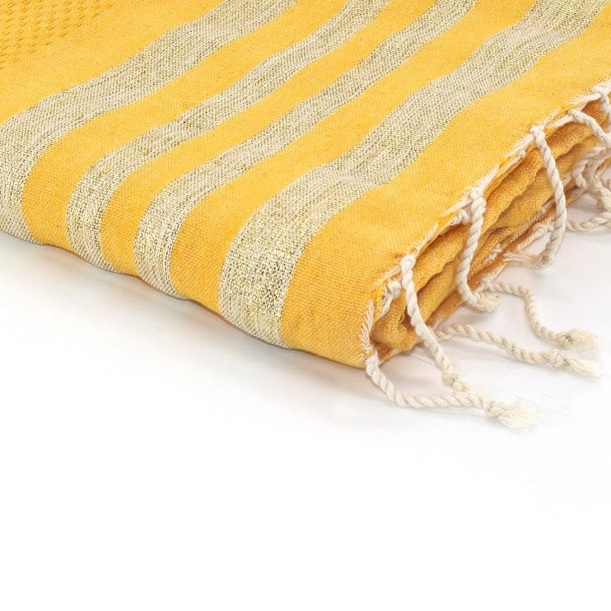 Fouta Nid D'Abeille - Coton - Jaune Safran / Or - Hamptons - Image 3