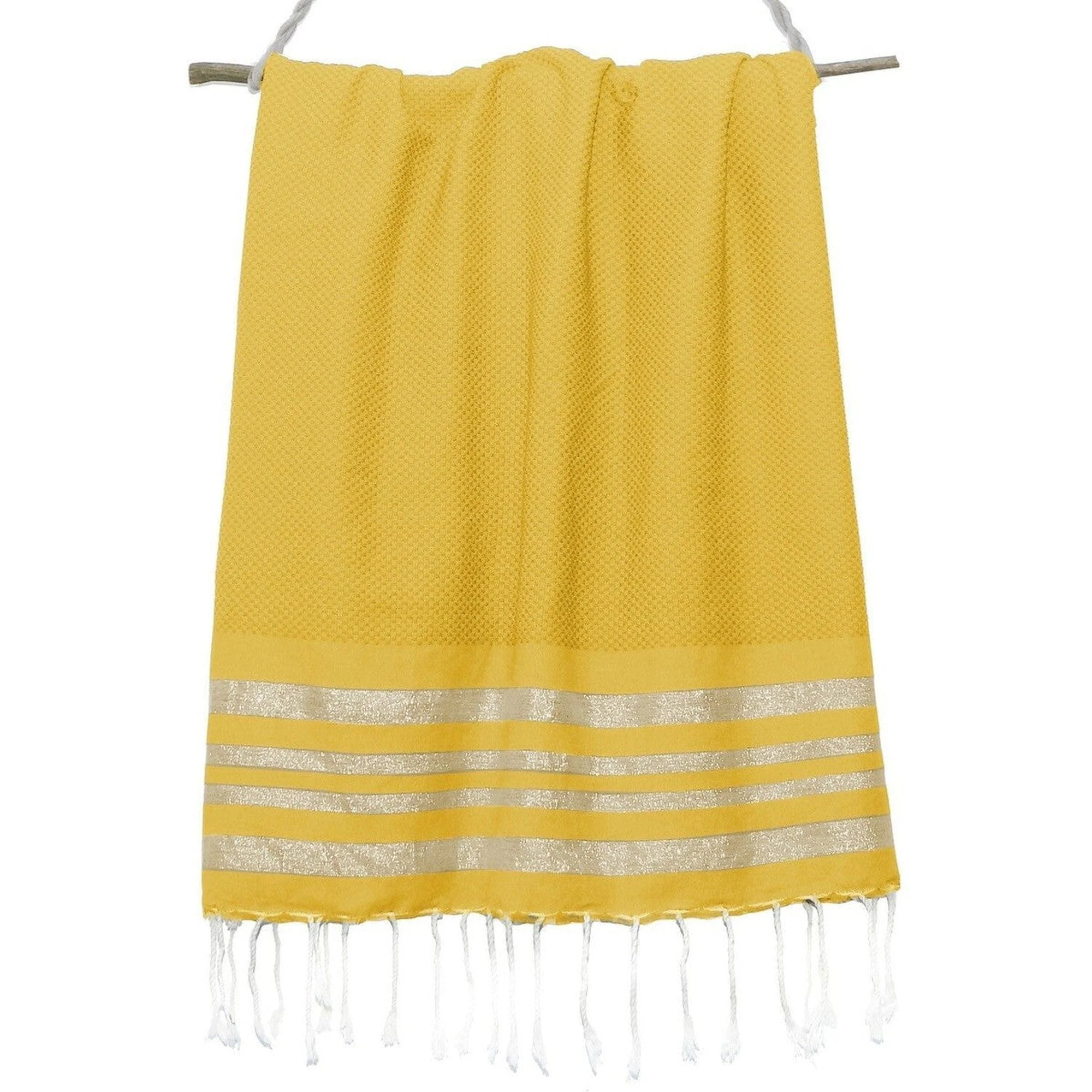 Fouta Nid D'Abeille - Coton - Jaune Safran / Or - Hamptons - Image 5