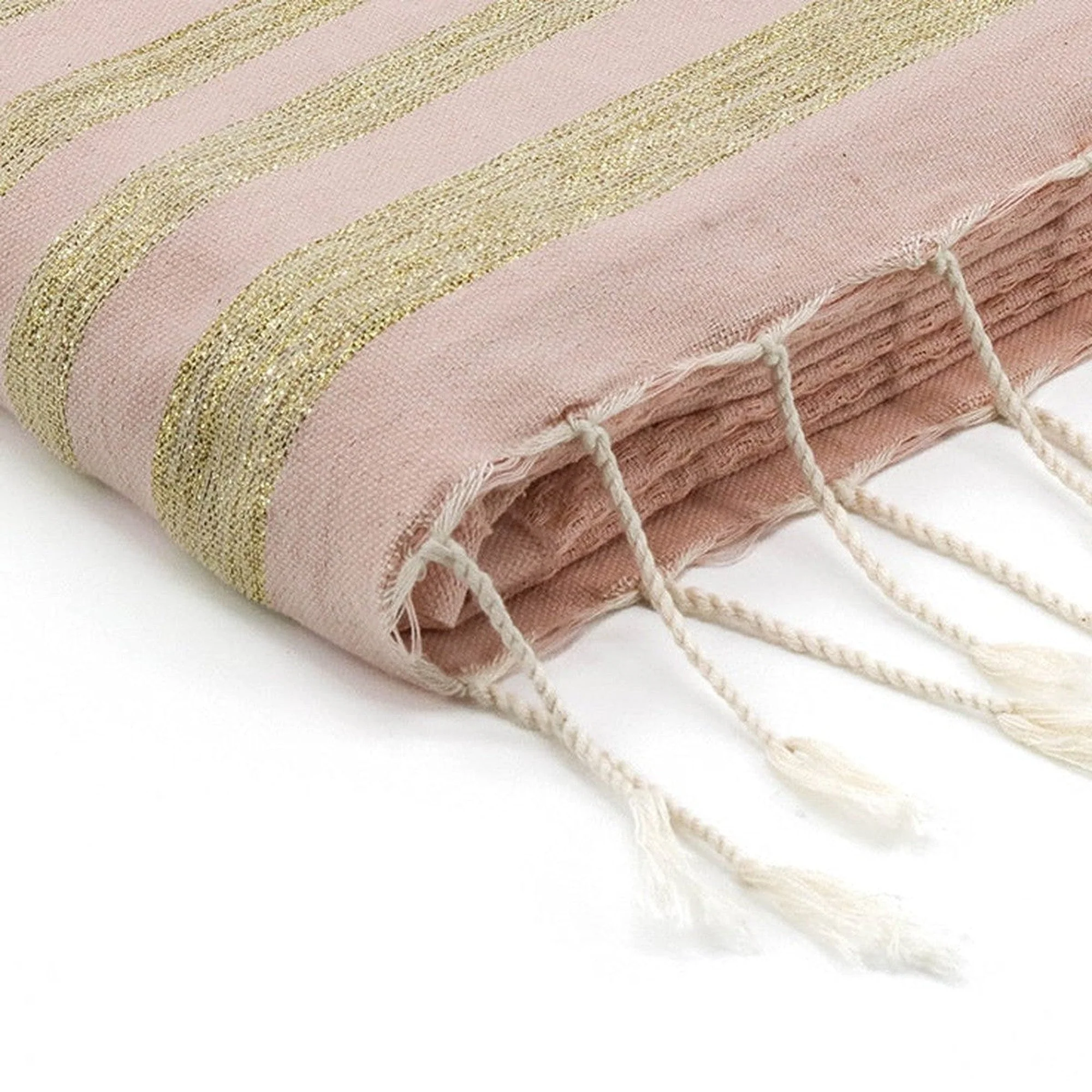 Fouta Nid D'Abeille - Coton - Rose Pâle - Hamptons - Image 2