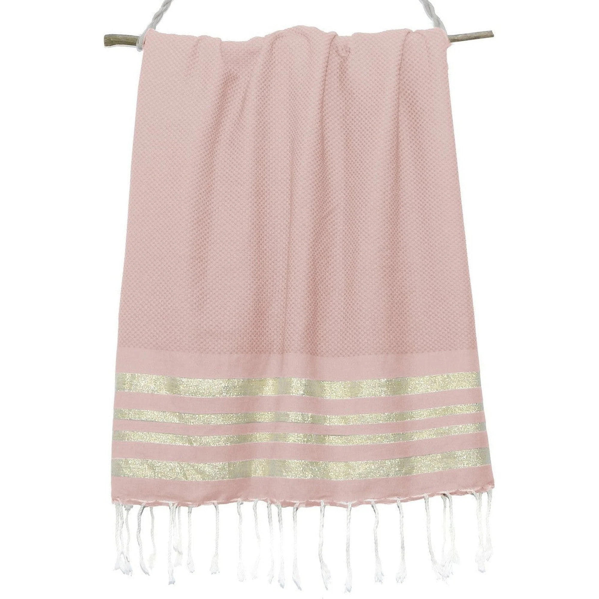 Fouta Nid D'Abeille - Coton - Rose Pâle - Hamptons - Image 3