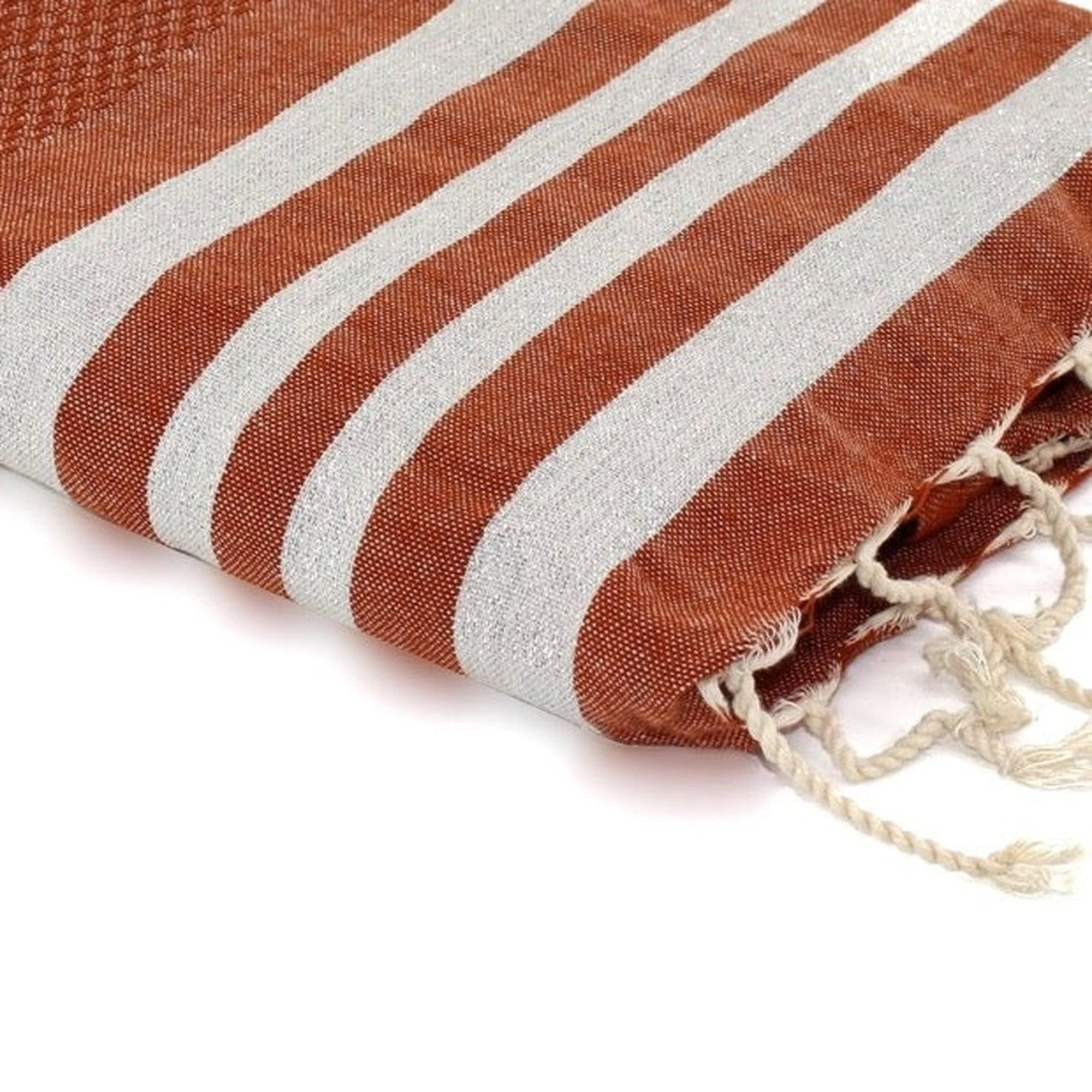 Fouta Nid D'Abeille - Coton - Terracotta / Argent - Hamptons - Image 3
