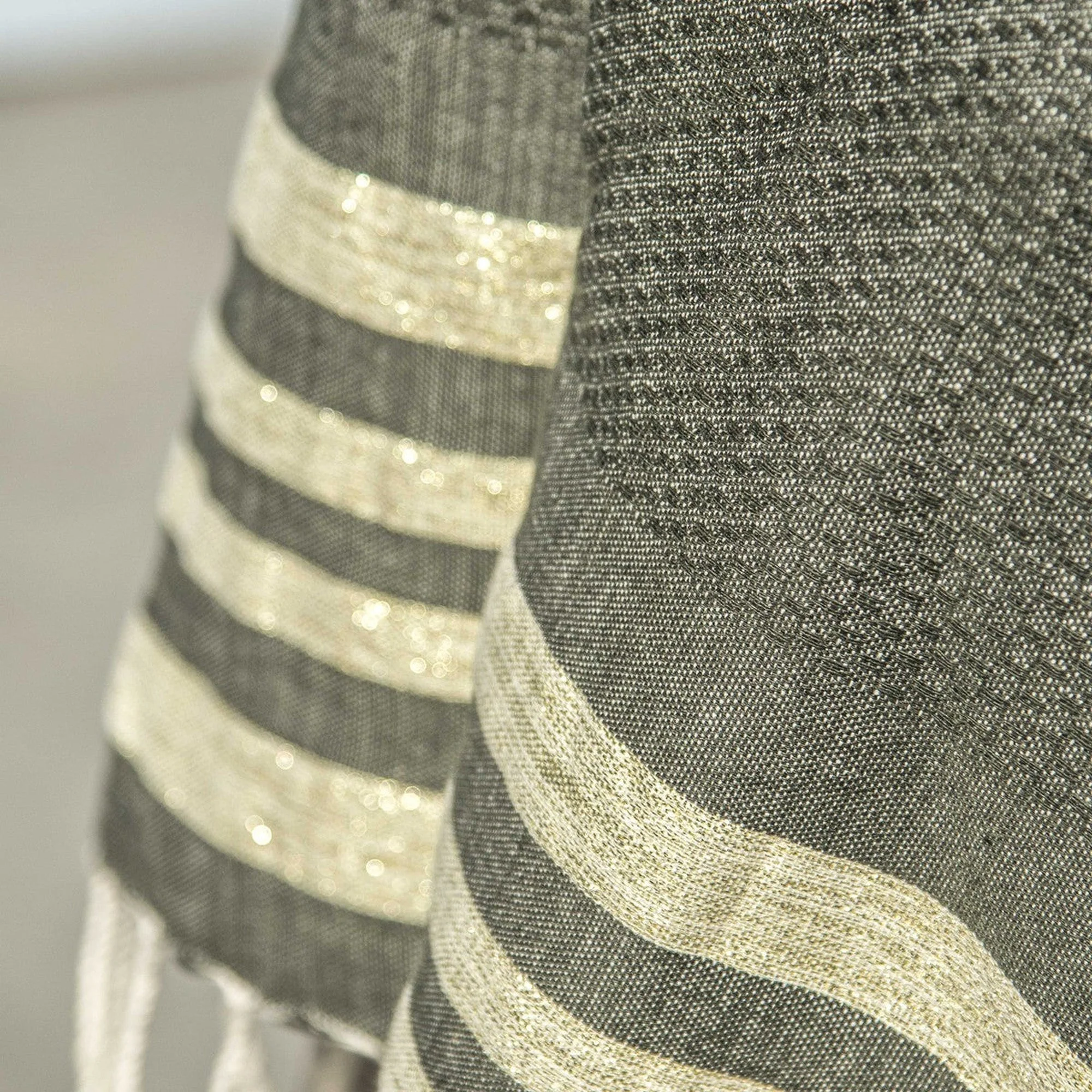 Fouta Nid D'Abeille - Coton - Vert Kaki / Or - Hamptons - Image 3