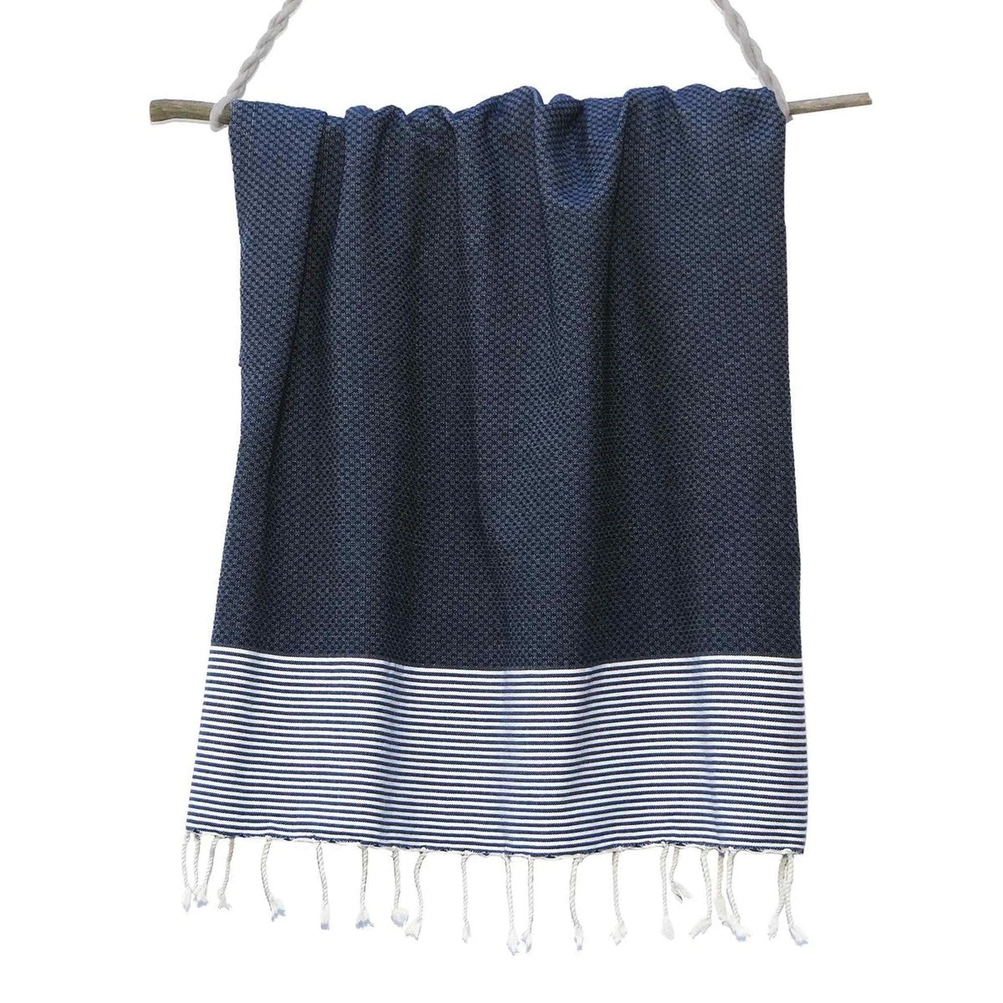 Fouta Nid D'Abeille - Coton - Bleu Jean - Ibiza - Image 5