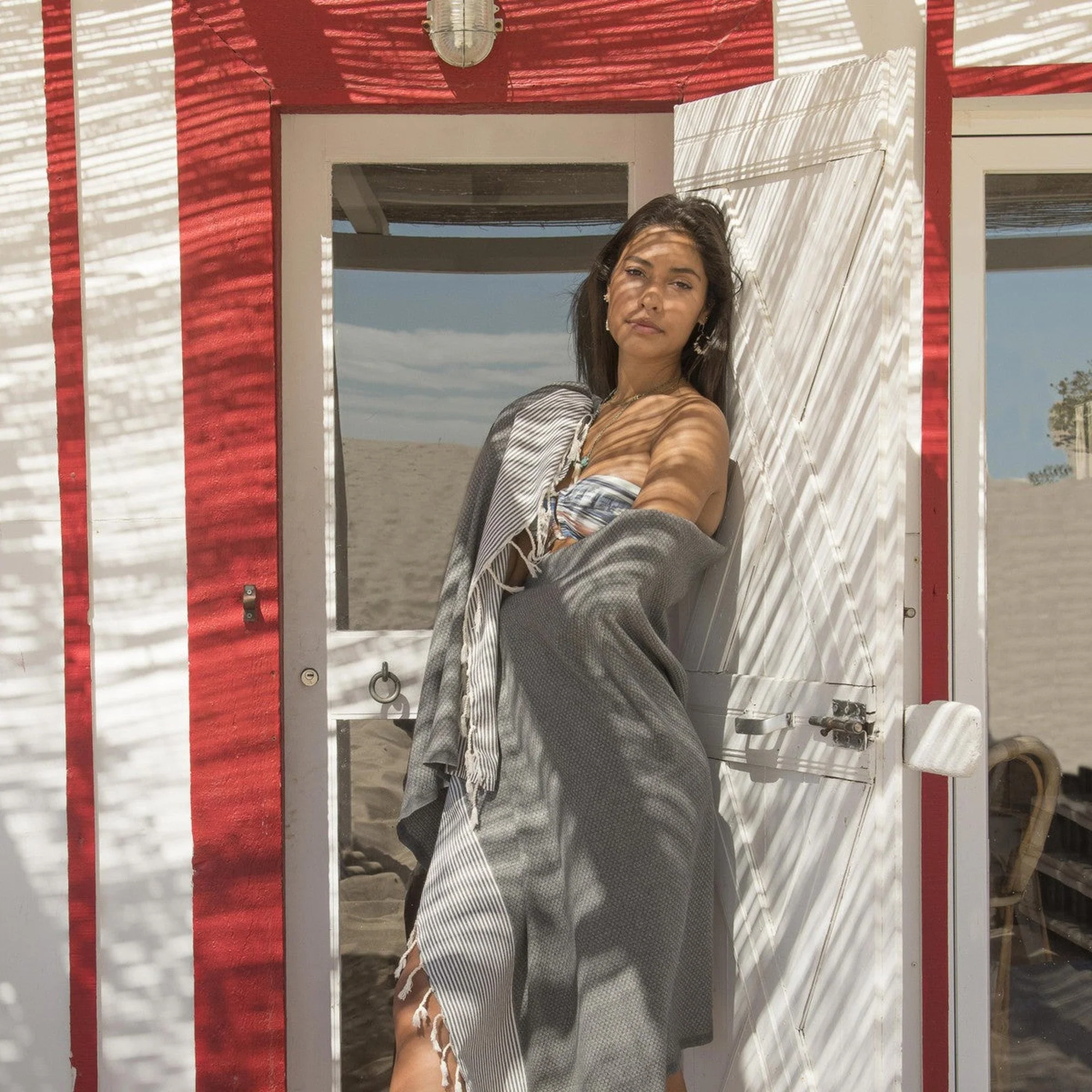 Fouta Nid D'Abeille - Coton - Gris Moyen - Ibiza - Image 4
