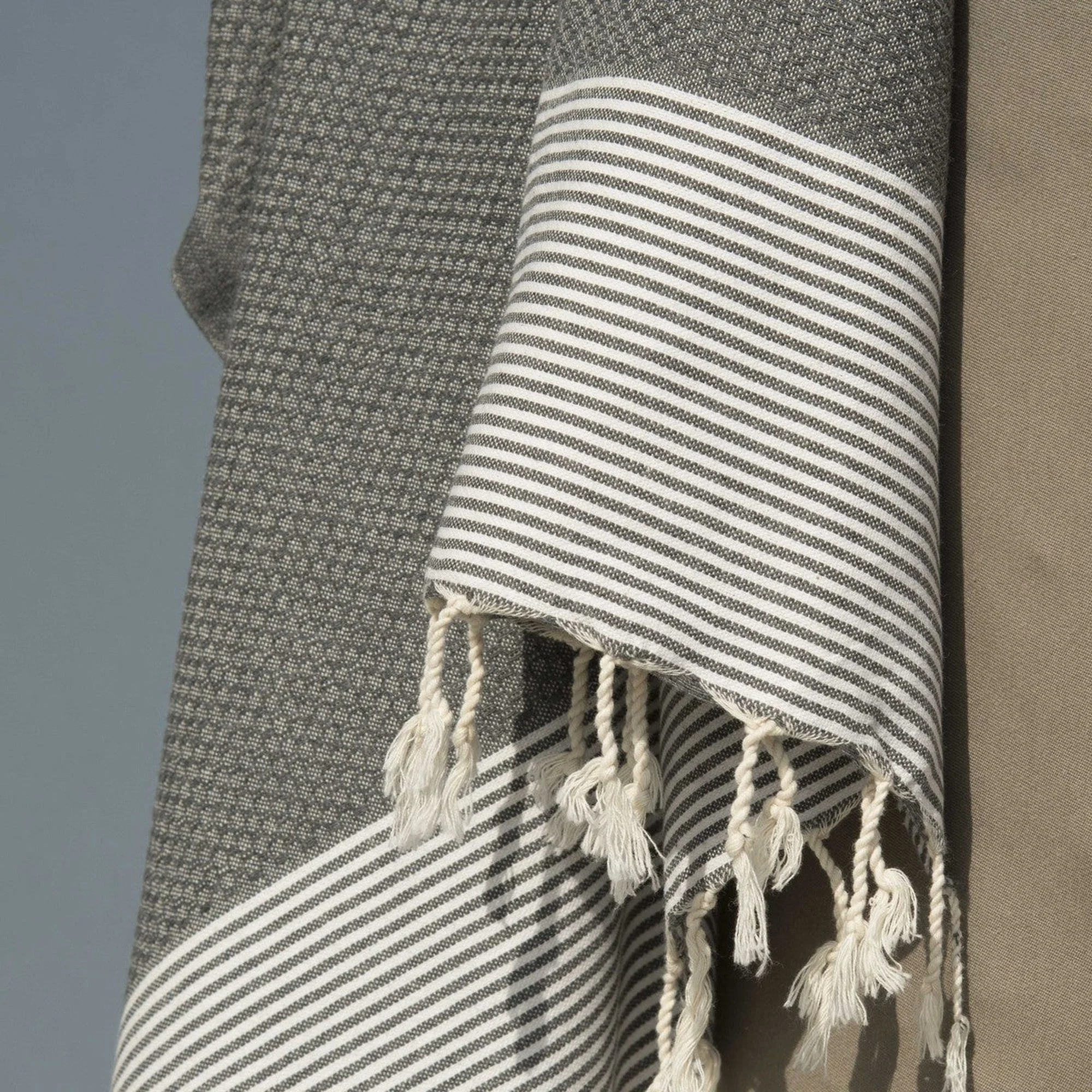 Fouta Nid D'Abeille - Coton - Gris Moyen - Ibiza - Image 5