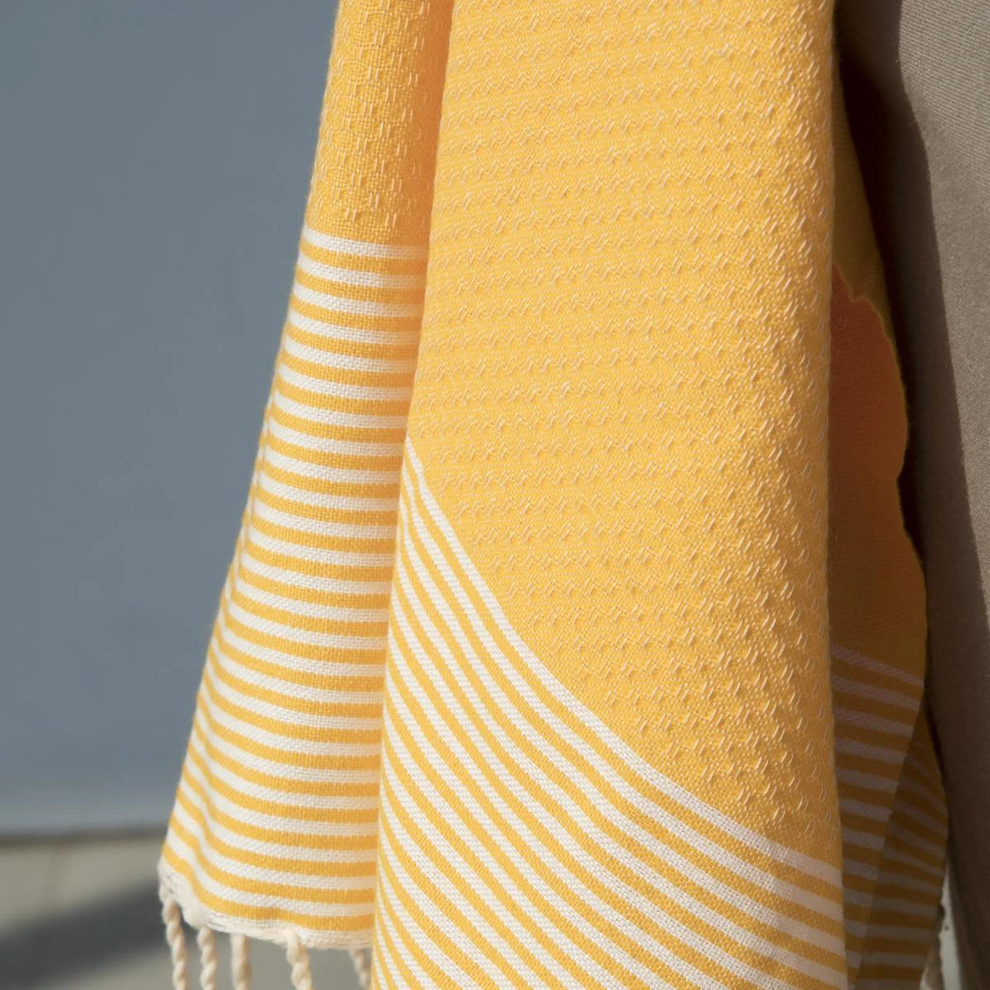 Fouta Nid D'Abeille - Coton - Jaune Safran - Ibiza - Image 2