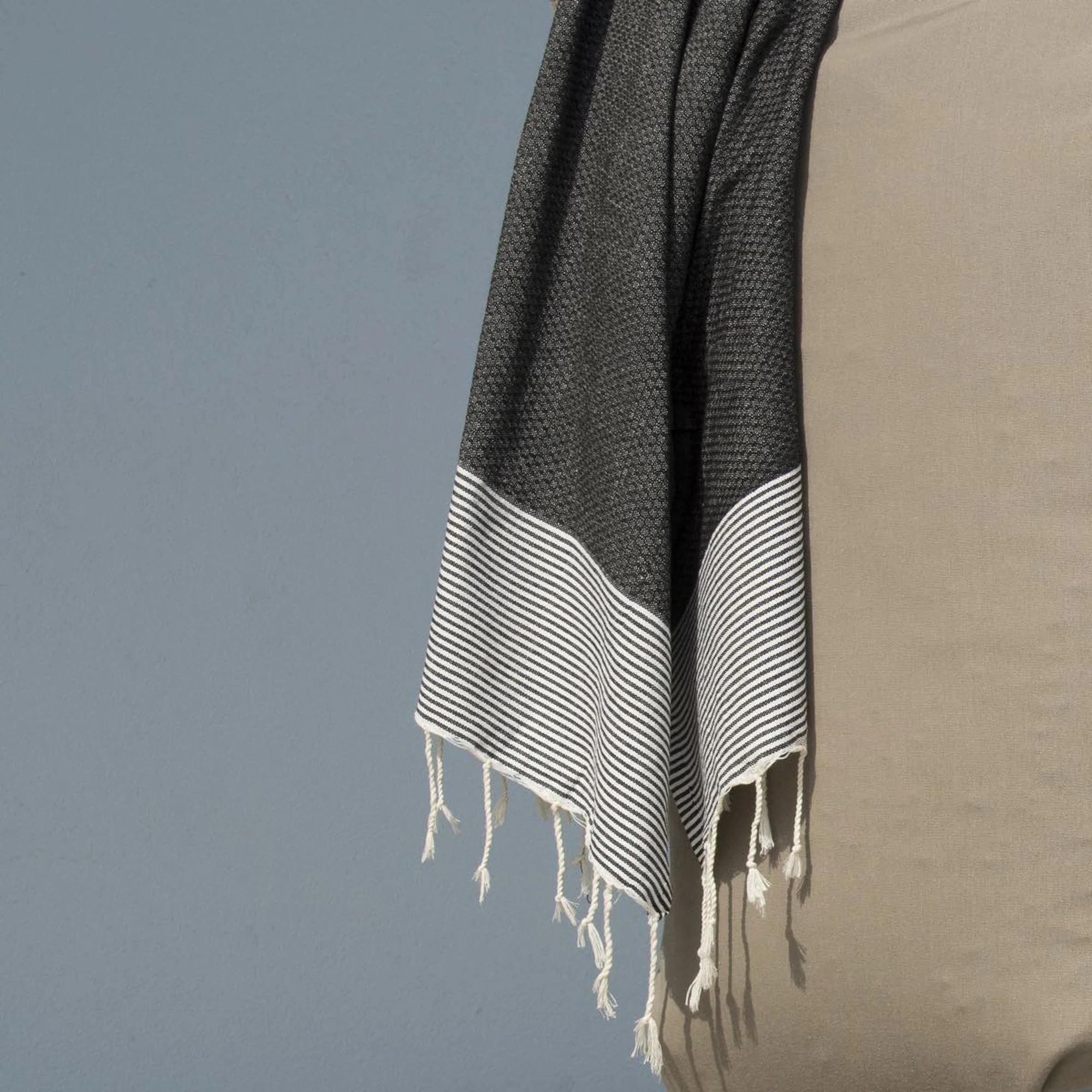 Fouta Nid D'Abeille - Coton - Noir - Ibiza - Image 2