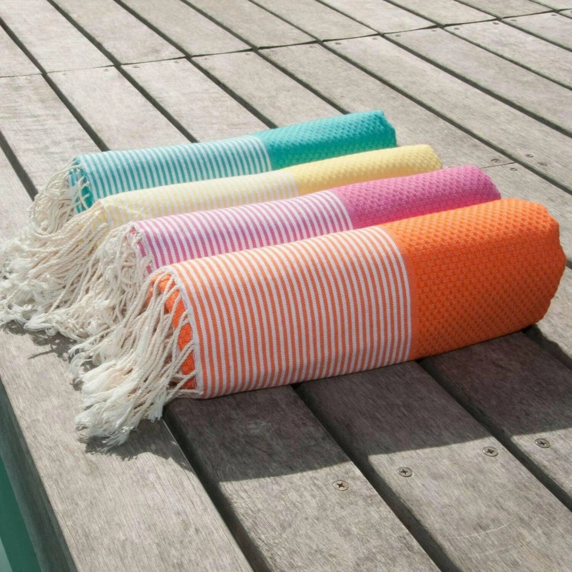Fouta Nid D'Abeille - Coton - Orange Mandarine - Ibiza - Image 3
