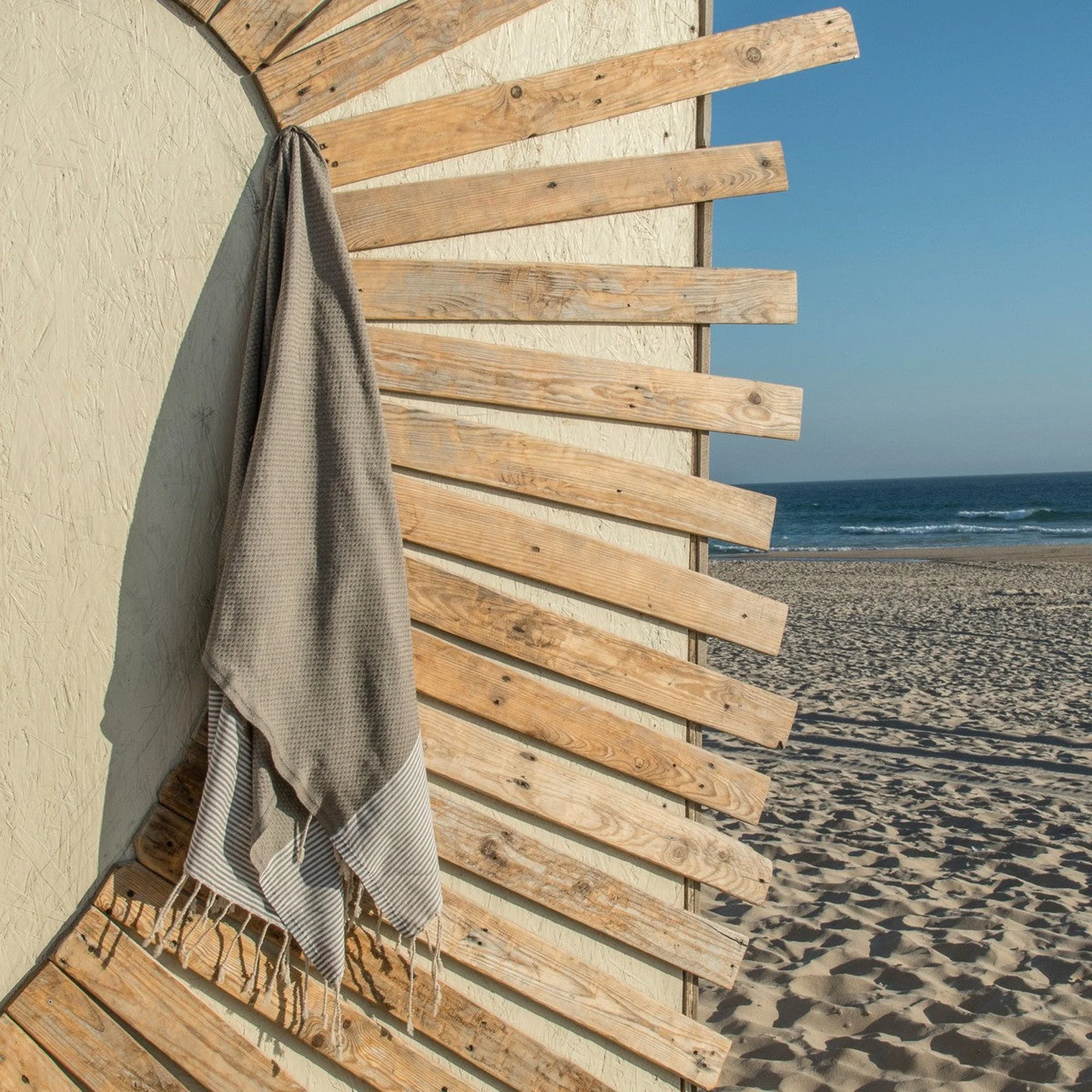 Fouta Nid D'Abeille - Coton - Taupe Clair - Ibiza - Image 2