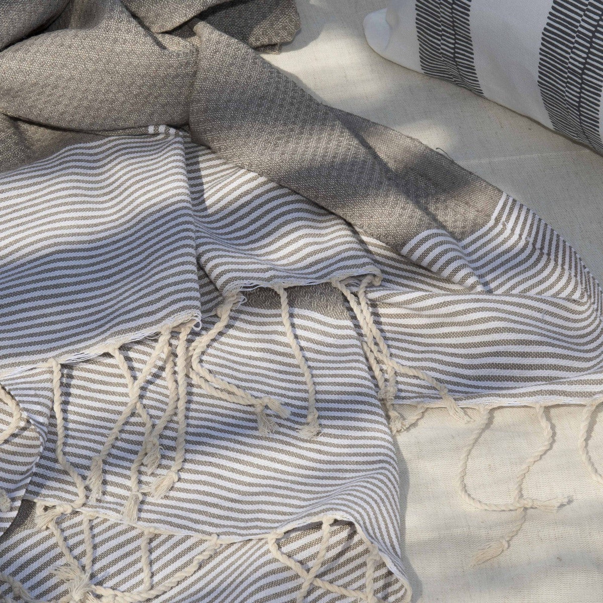Fouta Nid D'Abeille - Coton - Taupe Clair - Ibiza - Image 3