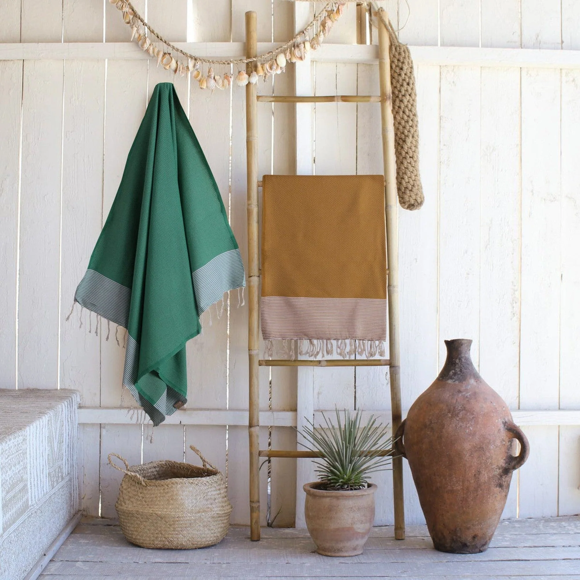 Fouta Nid D'Abeille - Coton - Vert Brésil - Ibiza - Image 2