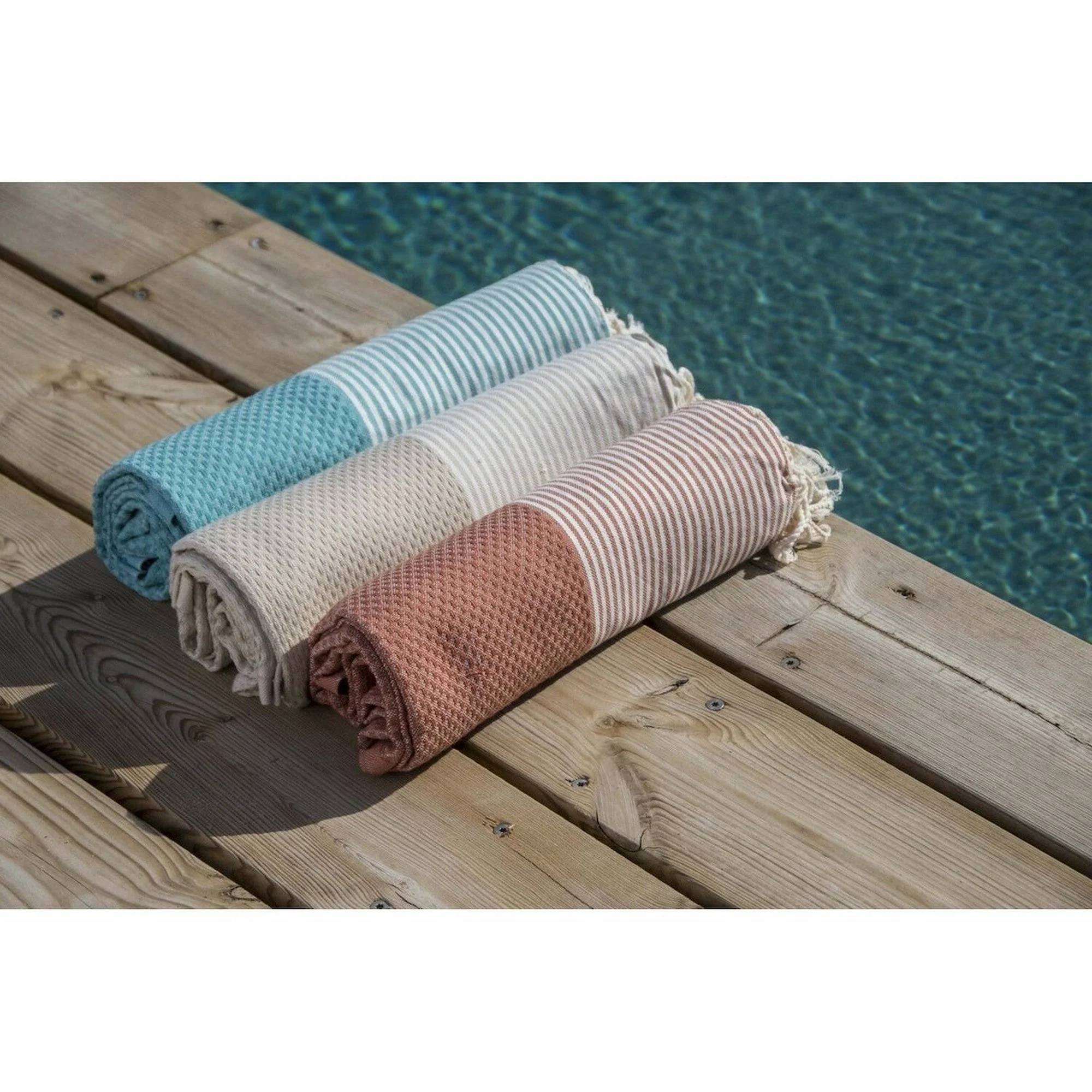 Fouta Nid D'Abeille - Coton - Vert Canard - Ibiza - Image 5