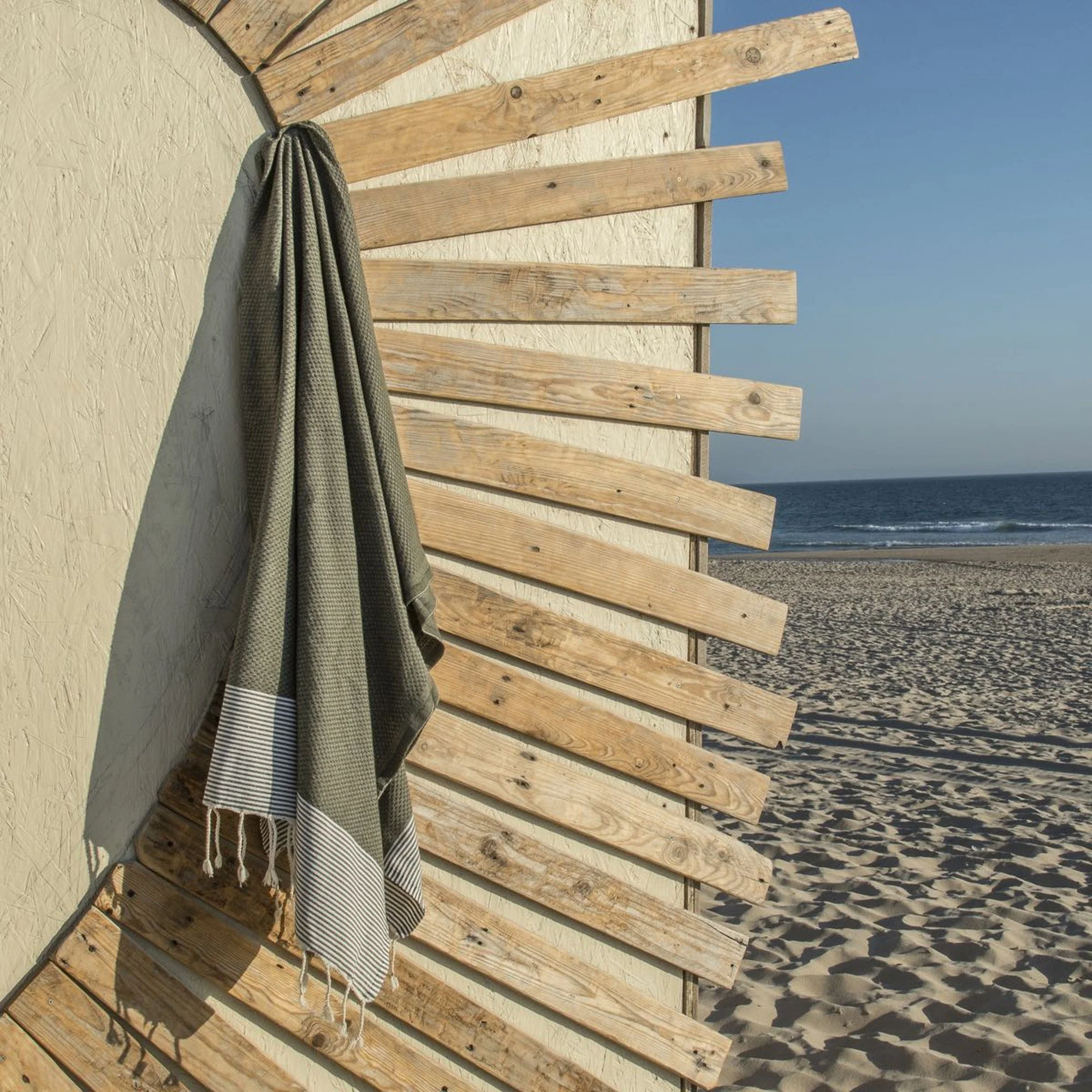 Fouta Nid D'Abeille - Coton - Vert Kaki - Ibiza - Image 2