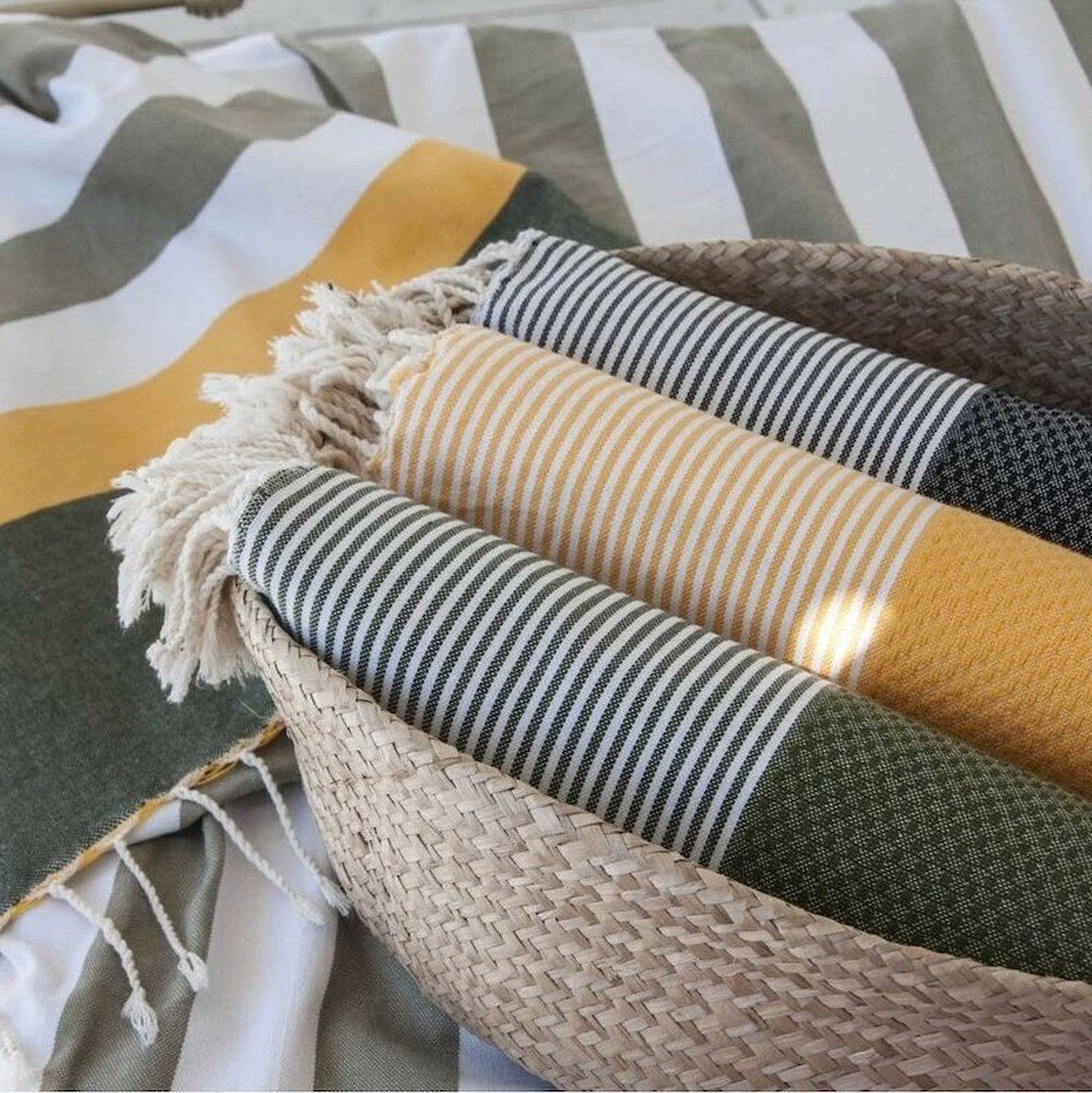 Fouta Nid D'Abeille - Coton - Vert Kaki - Ibiza - Image 4