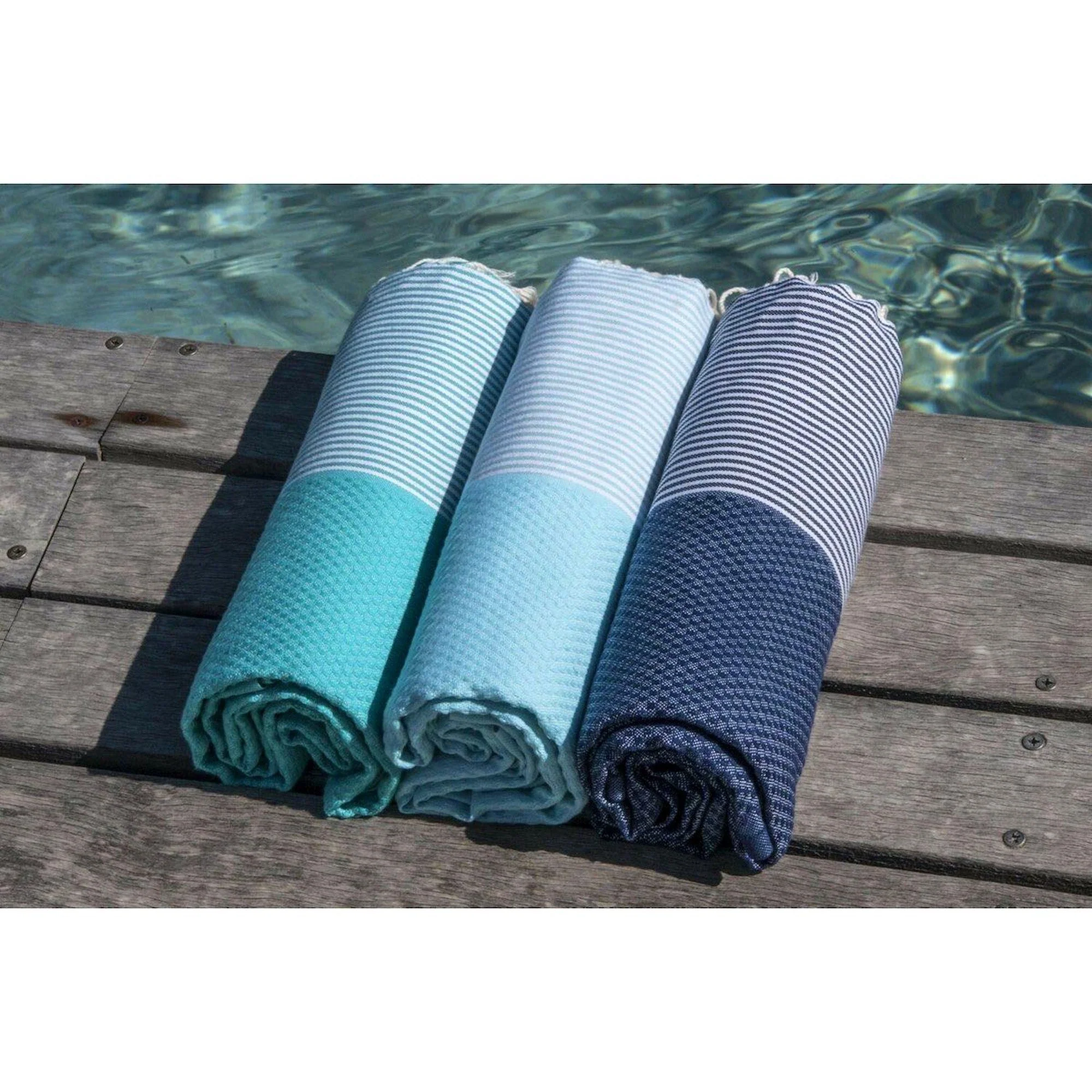 Fouta Nid D'Abeille - Coton - Vert Turquoise - Ibiza - Image 2