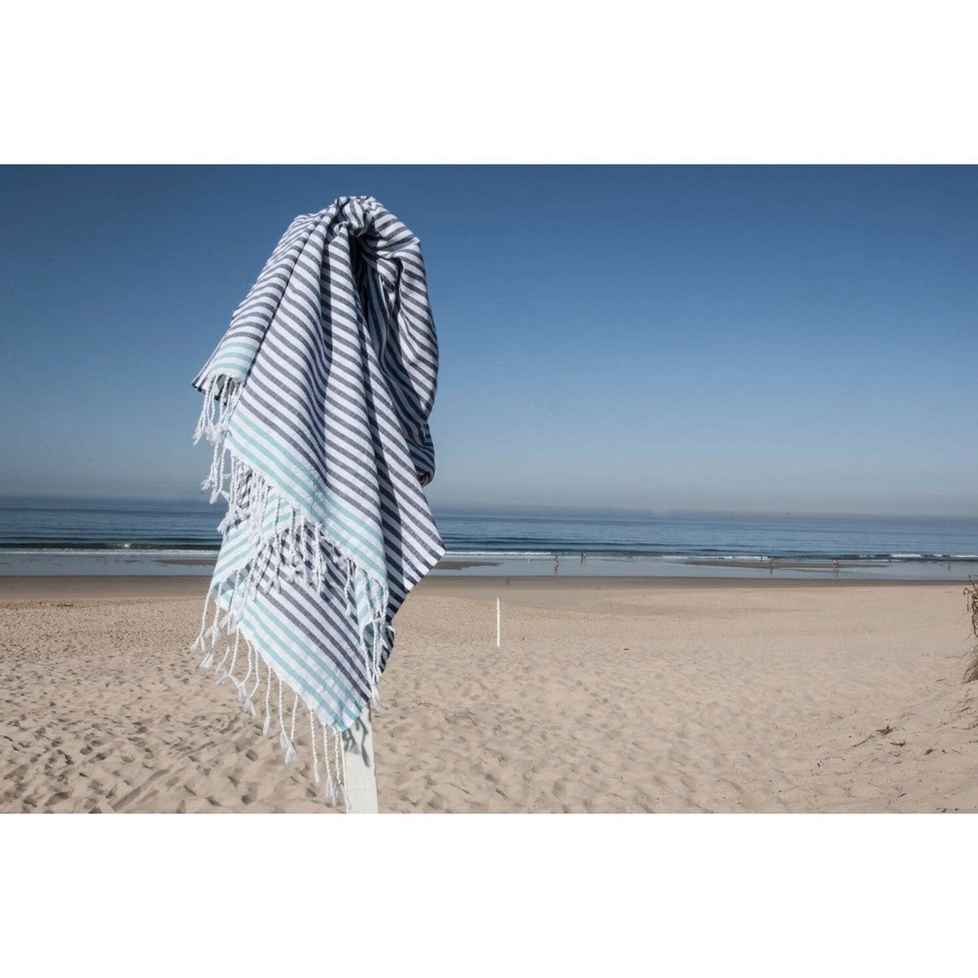 Fouta Paréo - Coton - Bleu Grec / Vert Turquoise - Bora Bora - Image 2