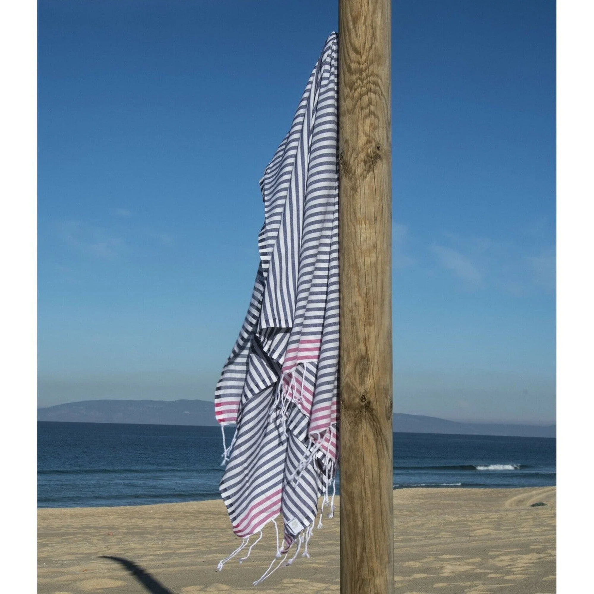 Fouta Paréo - Coton - Bleu Jean / Rose Fuchsia - Bora Bora - Image 3