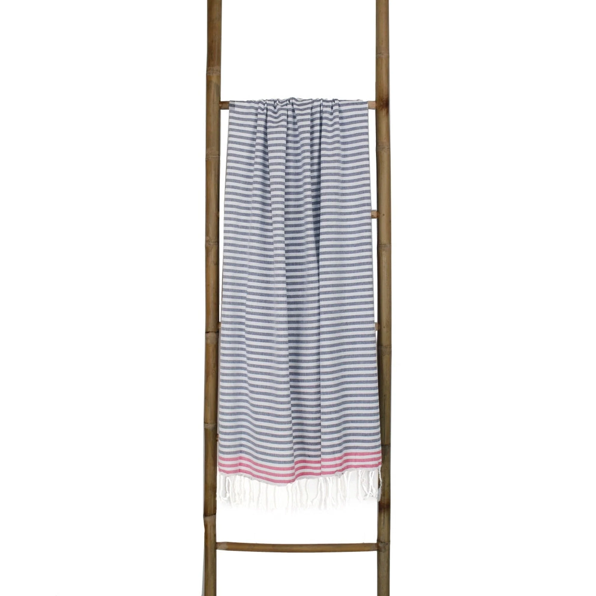 Fouta Paréo - Coton - Bleu Jean / Rose Fuchsia - Bora Bora - Image 5