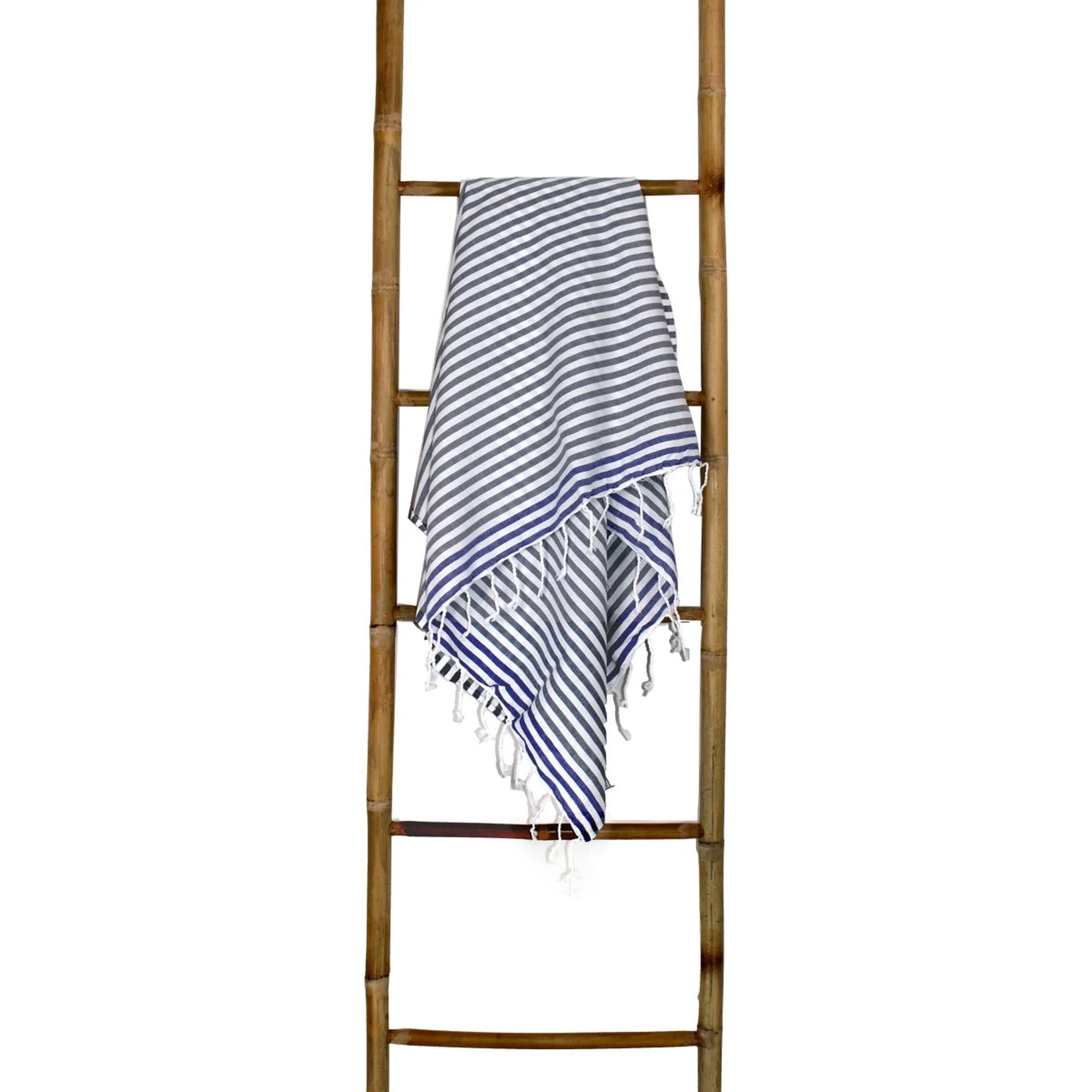 Fouta Paréo - Coton - Gris Moyen / Bleu Grec - Bora Bora - Image 4