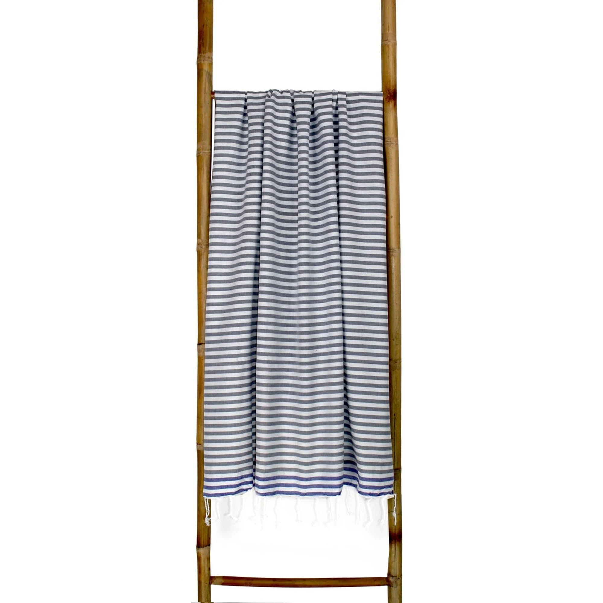 Fouta Paréo - Coton - Gris Moyen / Bleu Grec - Bora Bora - Image 5