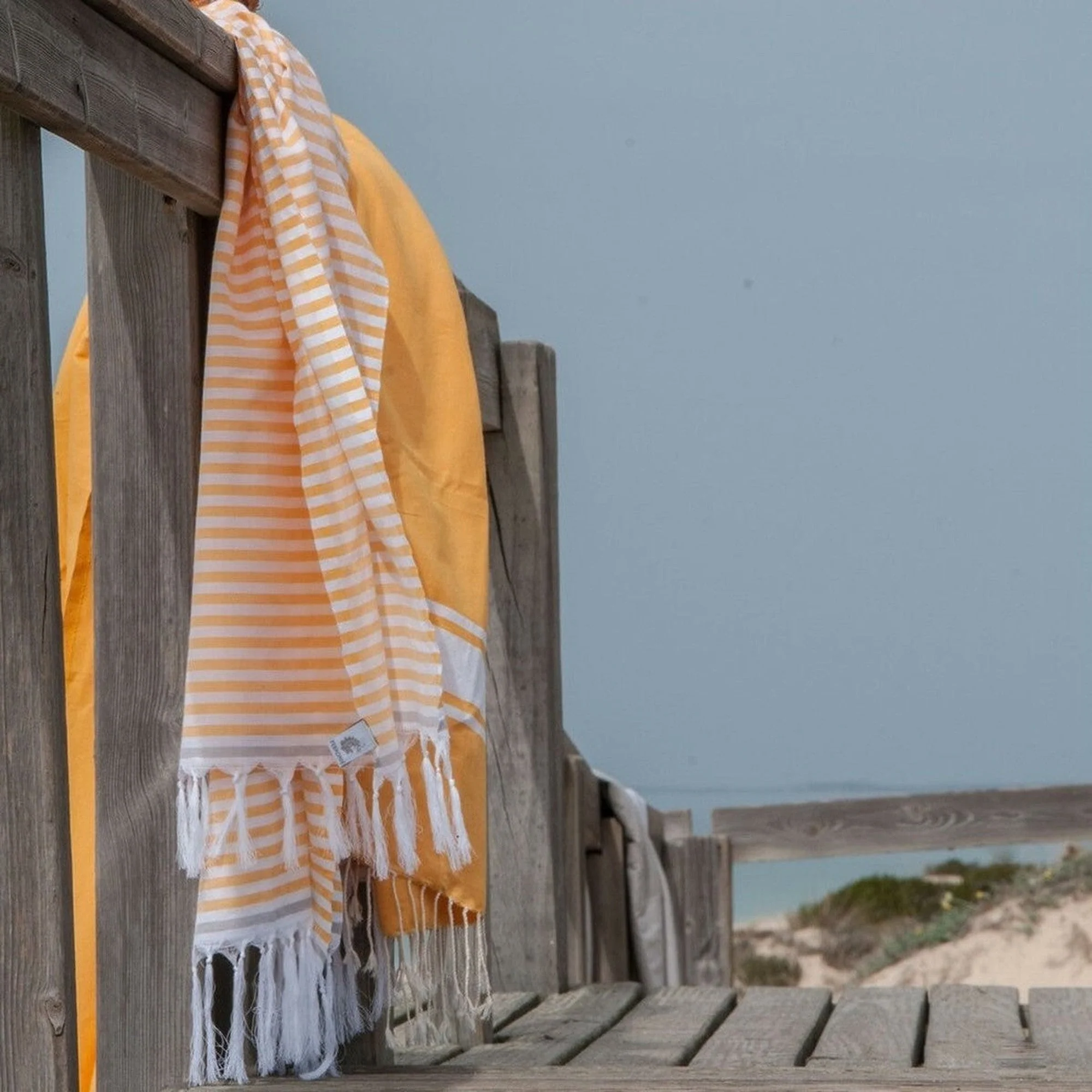 Fouta Paréo - Coton - Jaune Safran / Gris Perle - Bora Bora - Image 2