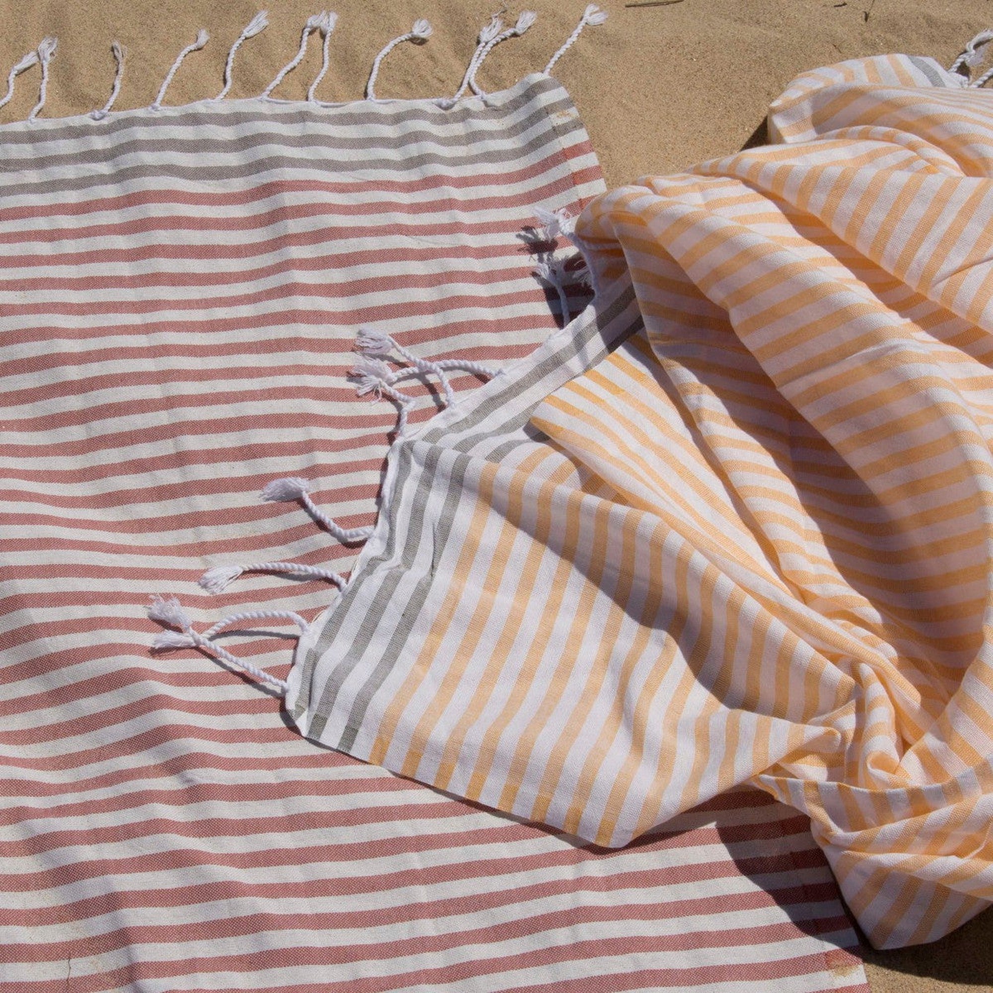 Fouta Paréo - Coton - Jaune Safran / Gris Perle - Bora Bora - Image 3