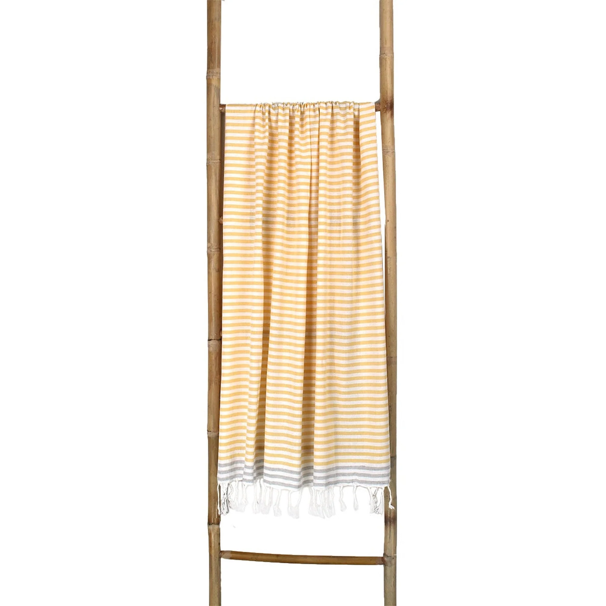 Fouta Paréo - Coton - Jaune Safran / Gris Perle - Bora Bora - Image 4