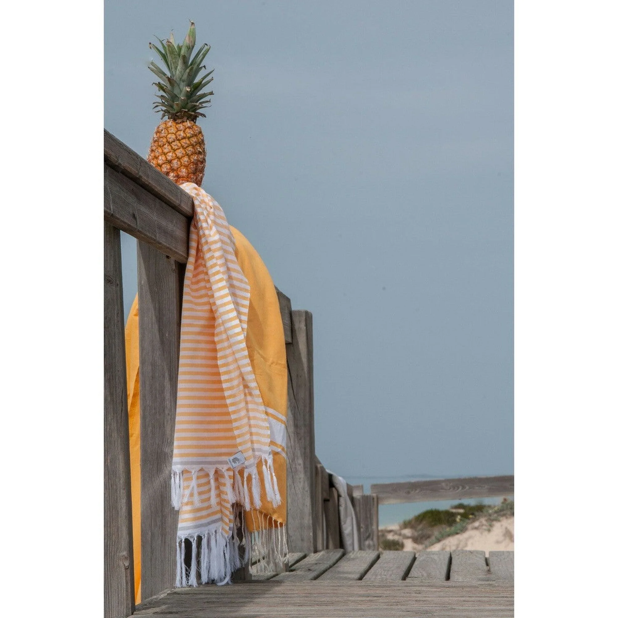 Fouta Paréo - Coton - Jaune Safran / Gris Perle - Bora Bora - Image 5