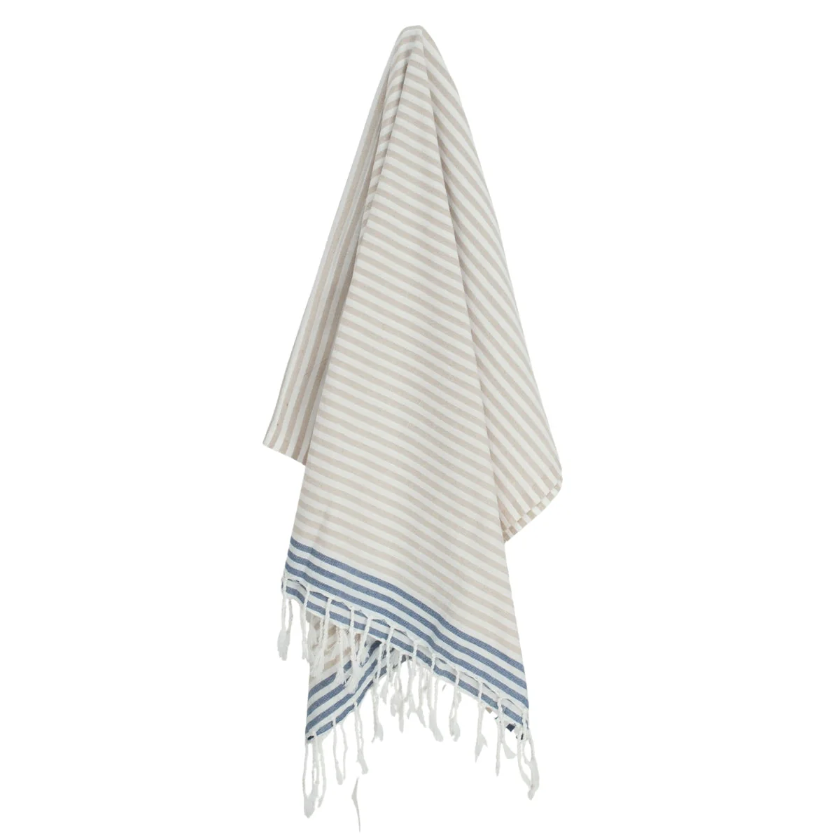 Fouta Paréo - Coton - Beige / Bleu Jean - Bora Bora - Image 4