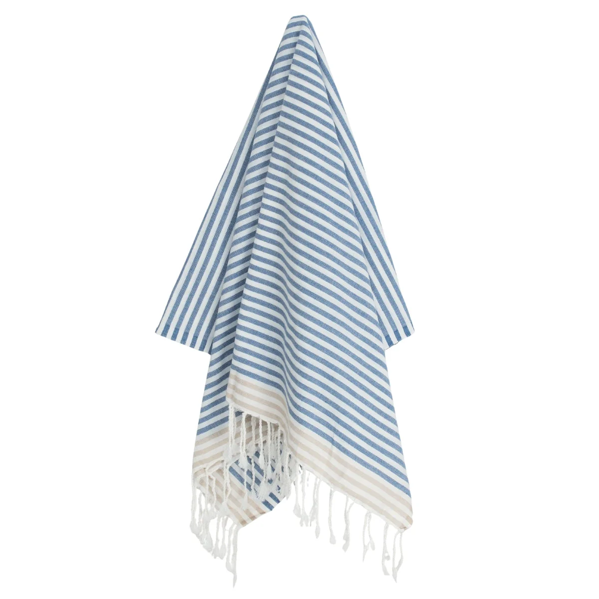 Fouta Paréo - Coton - Bleu Orage / Beige - Bora Bora - Image 4