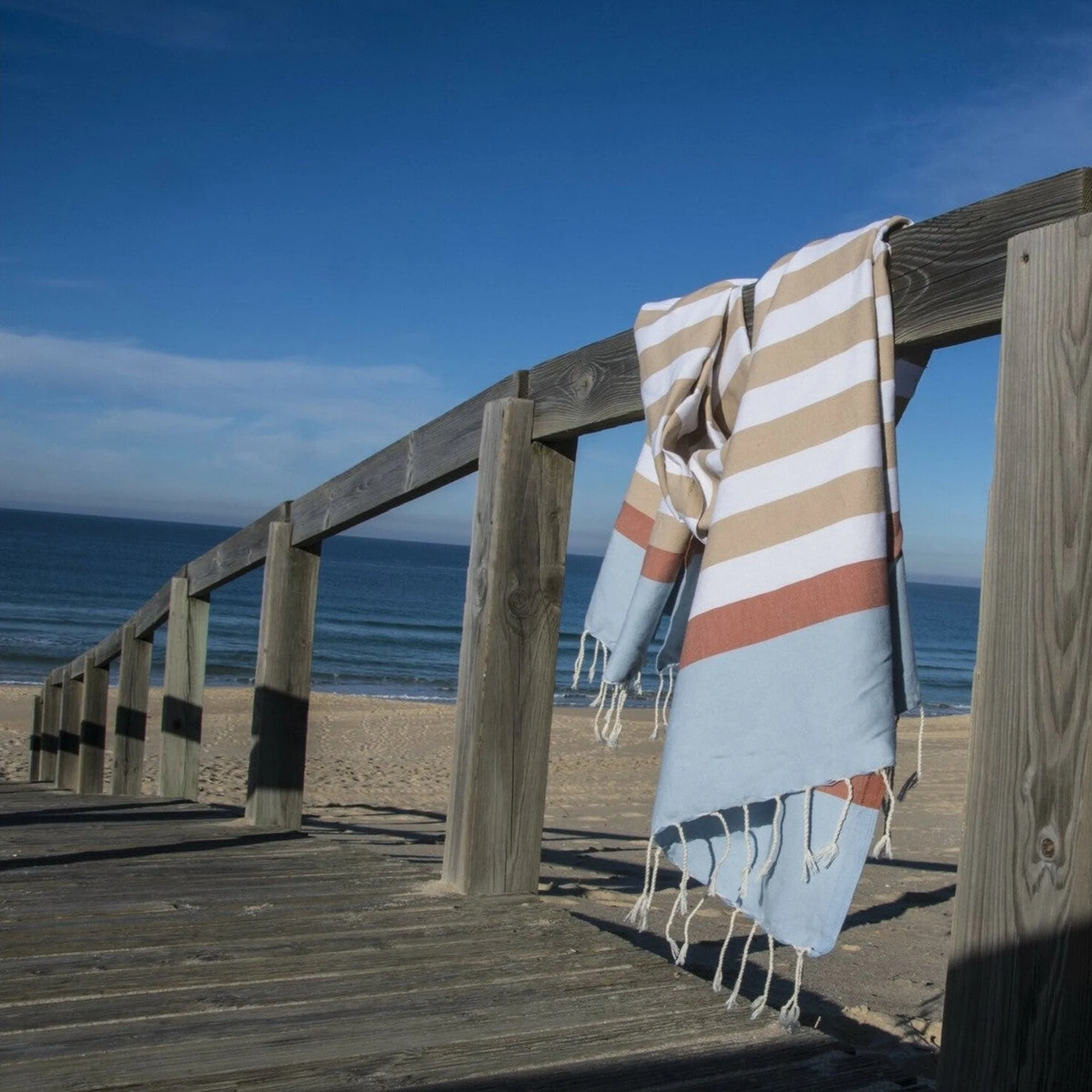 Fouta Tricolore - Coton - Beige - Arcachon - Image 2