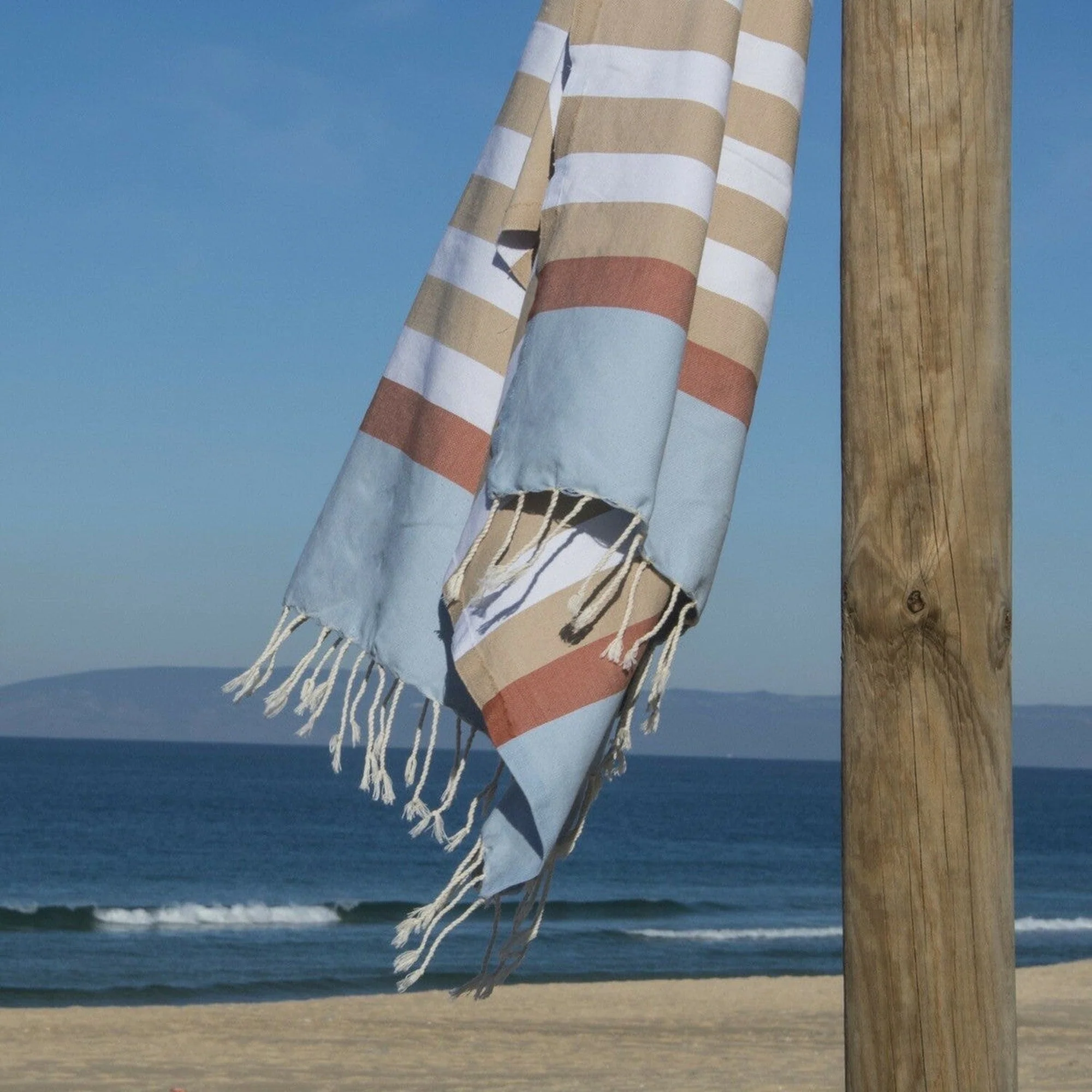 Fouta Tricolore - Coton - Beige - Arcachon - Image 4