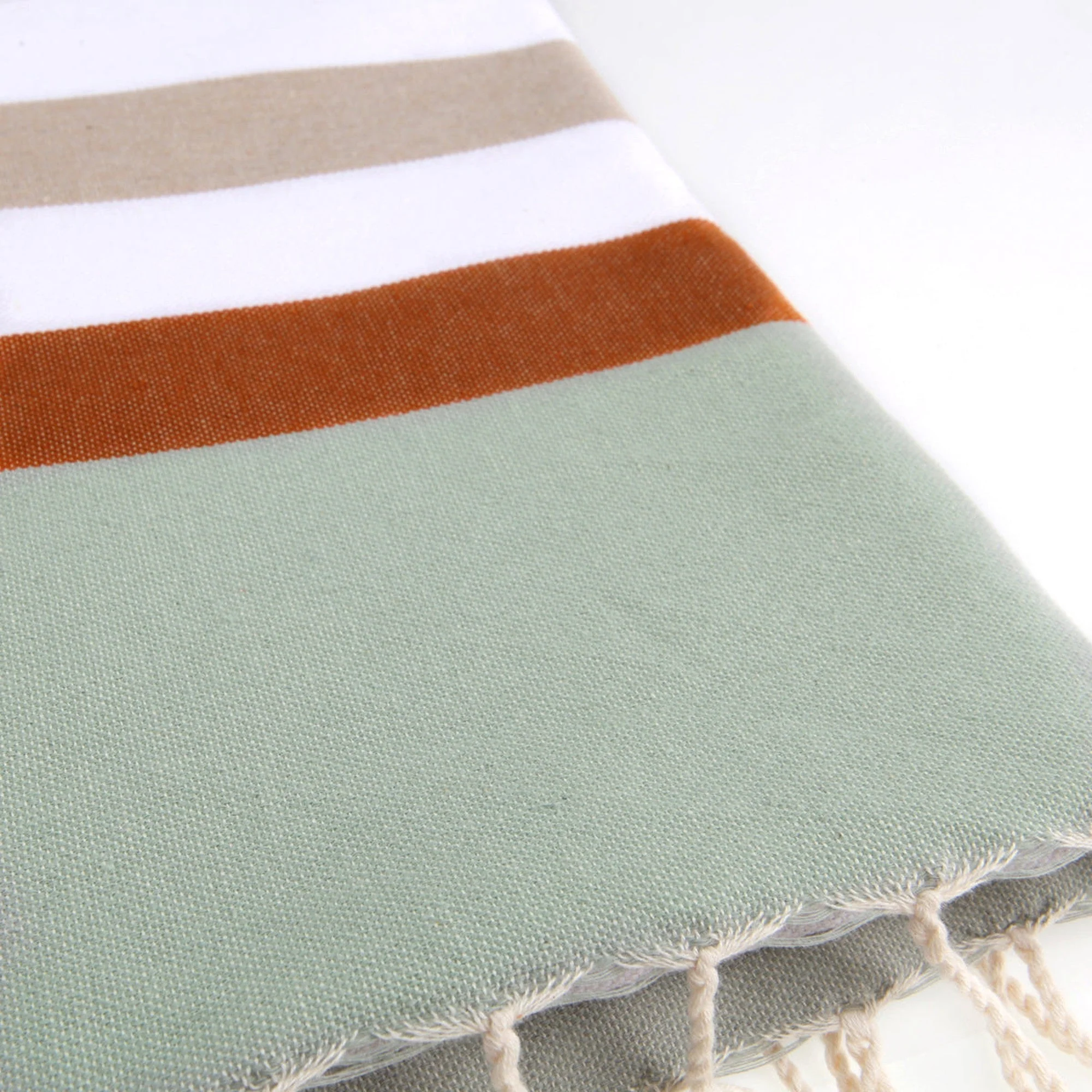 Fouta Tricolore - Coton - Beige / Terracotta - Arcachon - Image 3