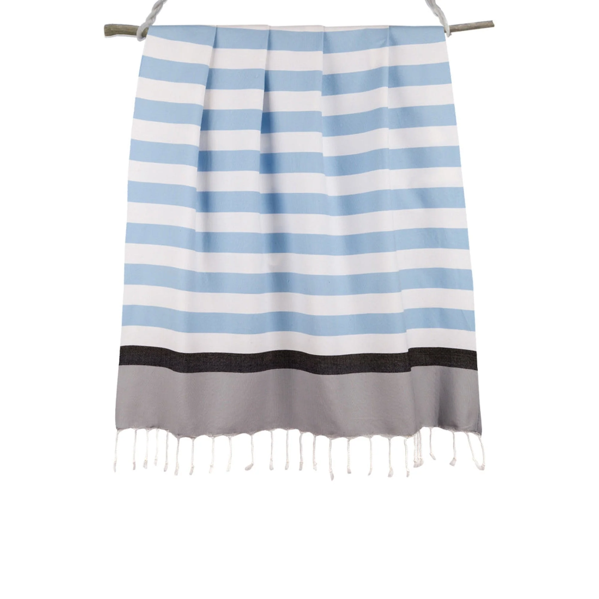 Fouta Tricolore - Coton - Bleu Ciel - Arcachon - Image 4
