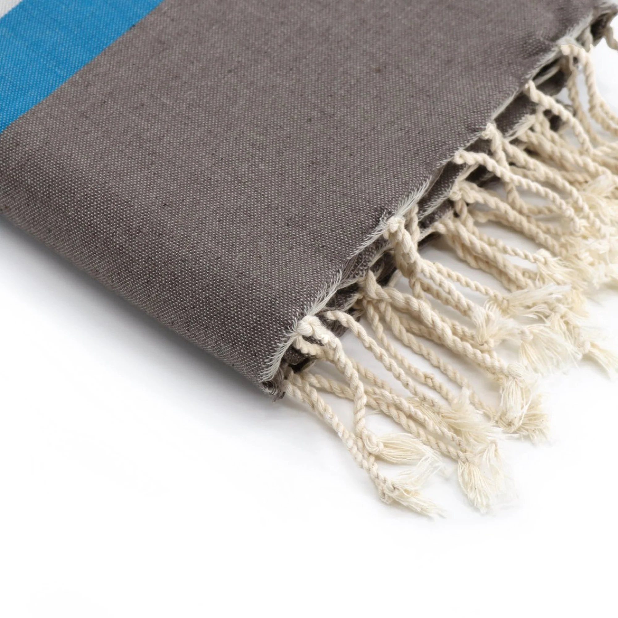 Fouta Tricolore - Coton - Bleu Jean / Bleu Azur - Arcachon - Image 3