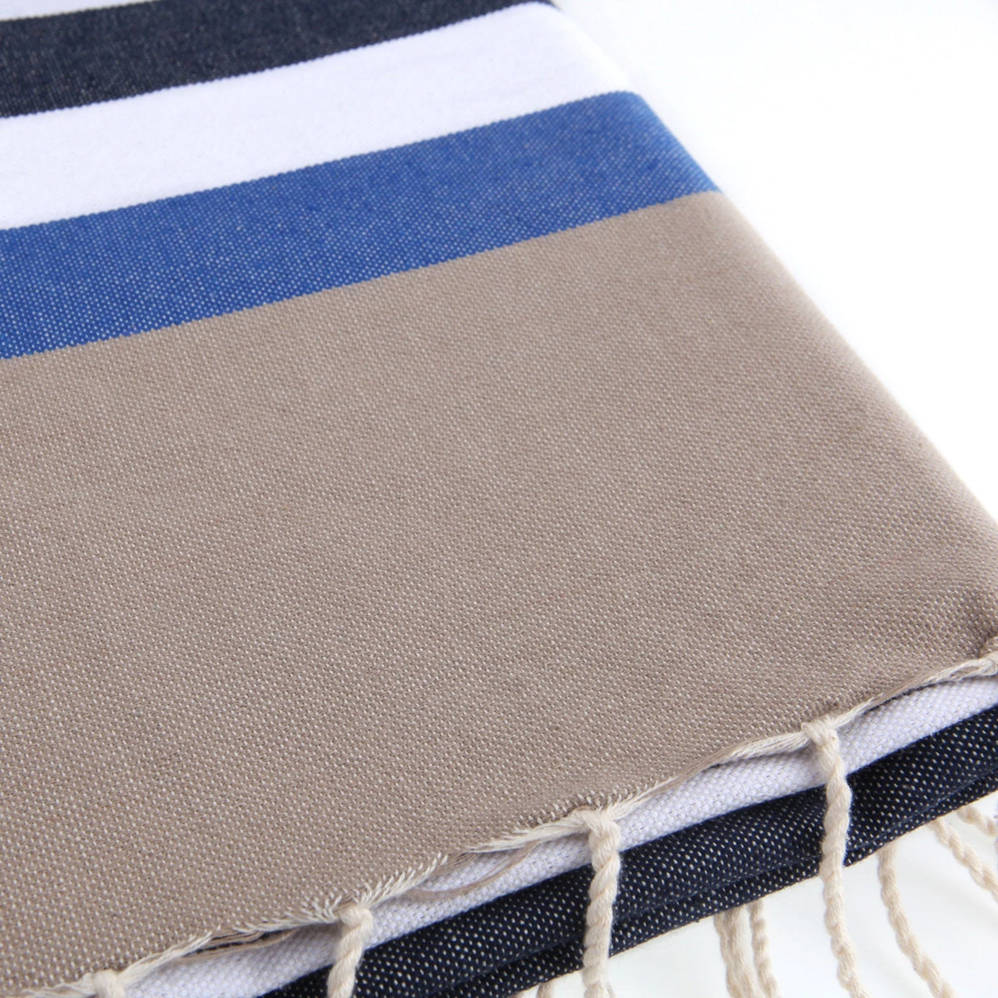 Fouta Tricolore - Coton - Bleu Jean / Bleu Grec - Arcachon - Image 3