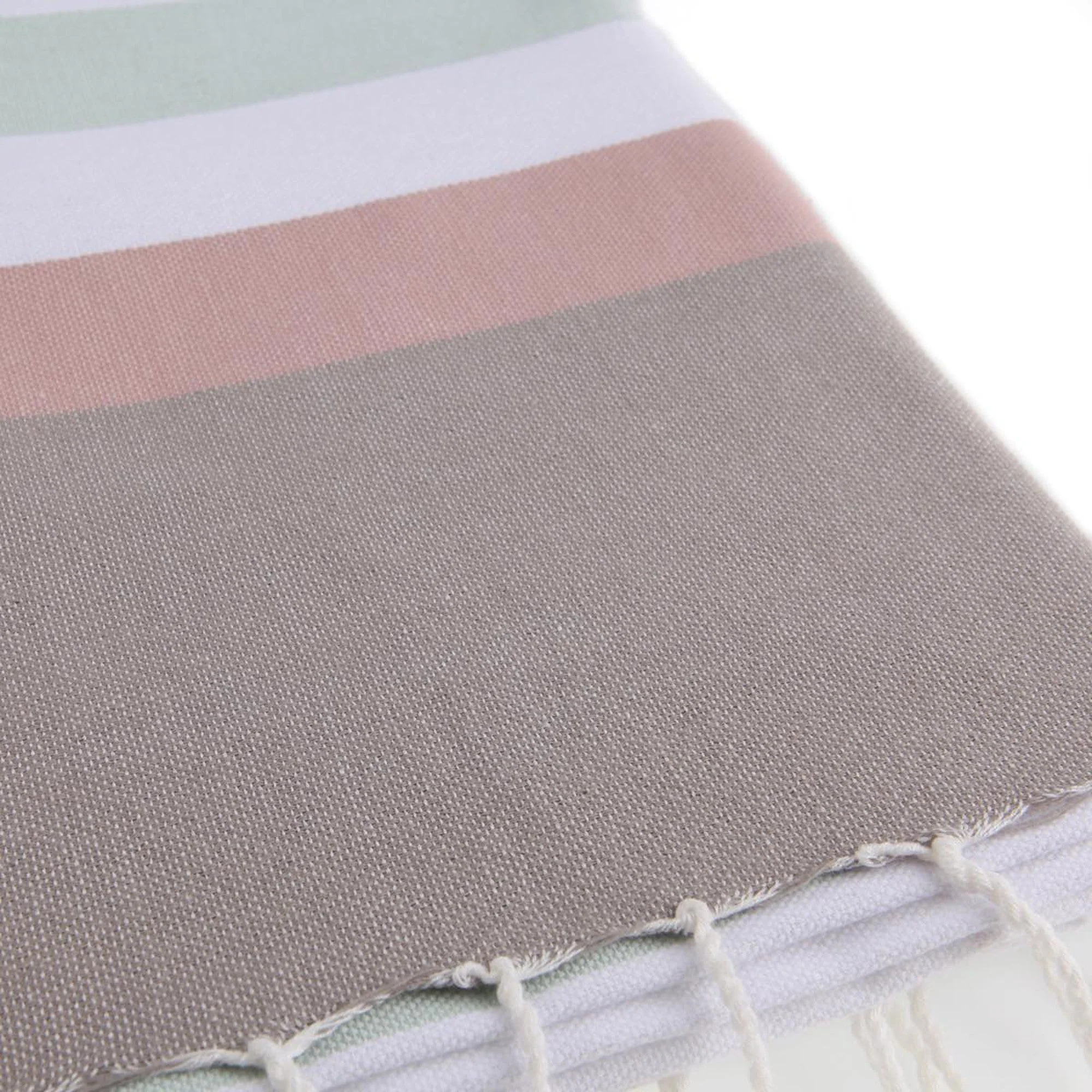 Fouta Tricolore - Coton - Eau De Nil / Rose Pale - Arcachon - Image 3