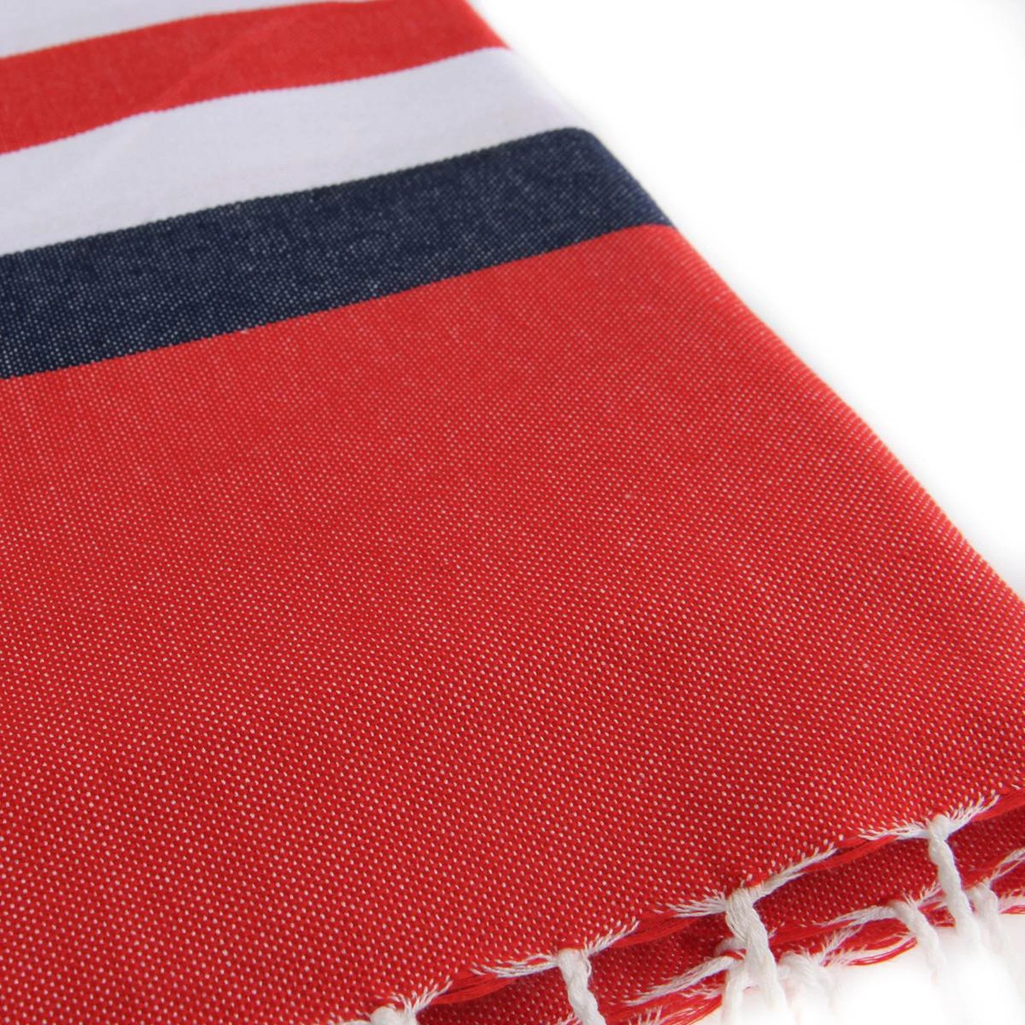 Fouta Tricolore - Coton - Rouge / Bleu Jean - Arcachon - Image 3