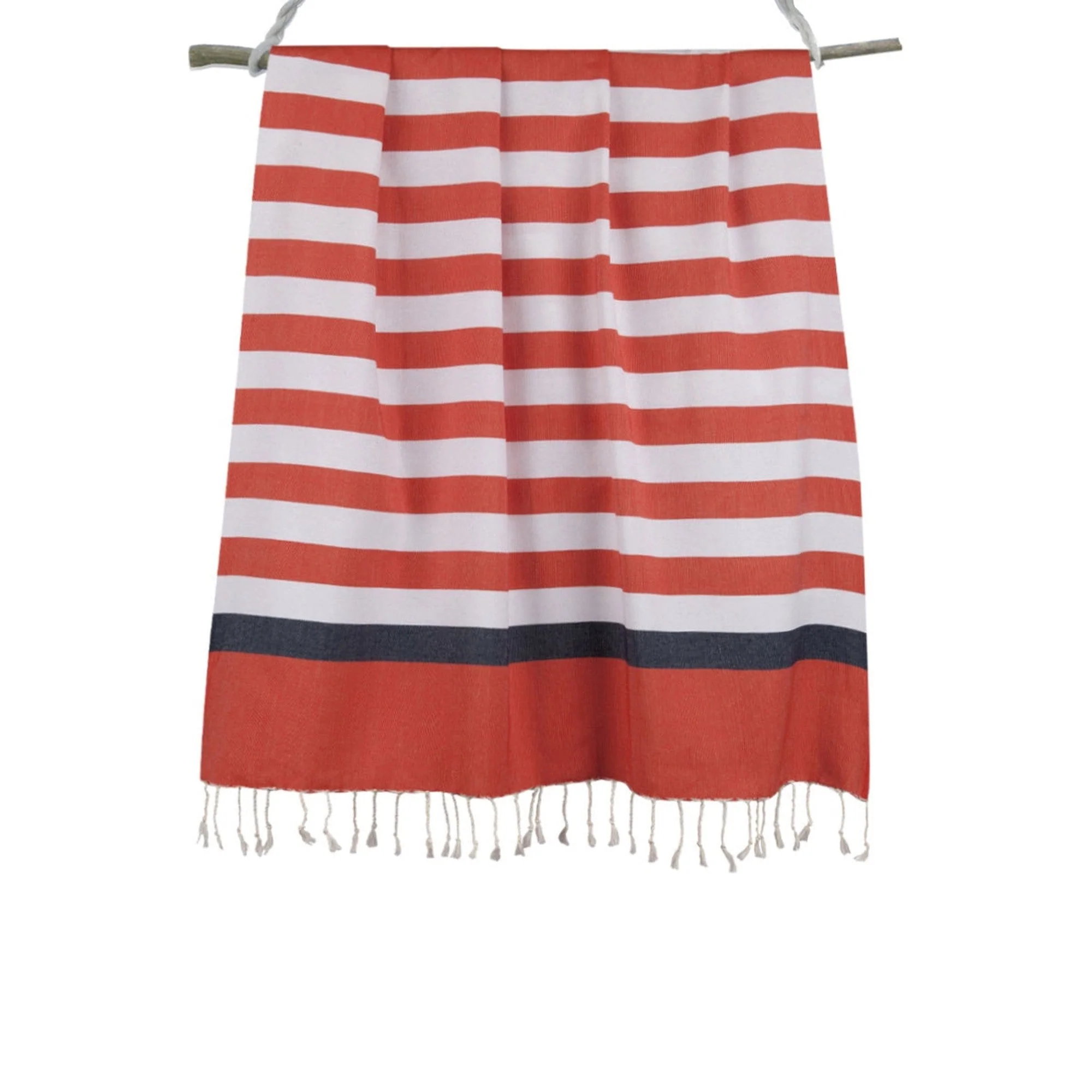 Fouta Tricolore - Coton - Rouge / Bleu Jean - Arcachon - Image 4