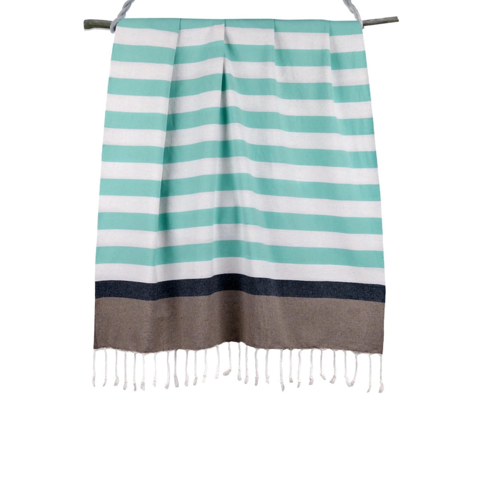 Fouta Tricolore - Coton - Taupe Clair - Arcachon - Image 4